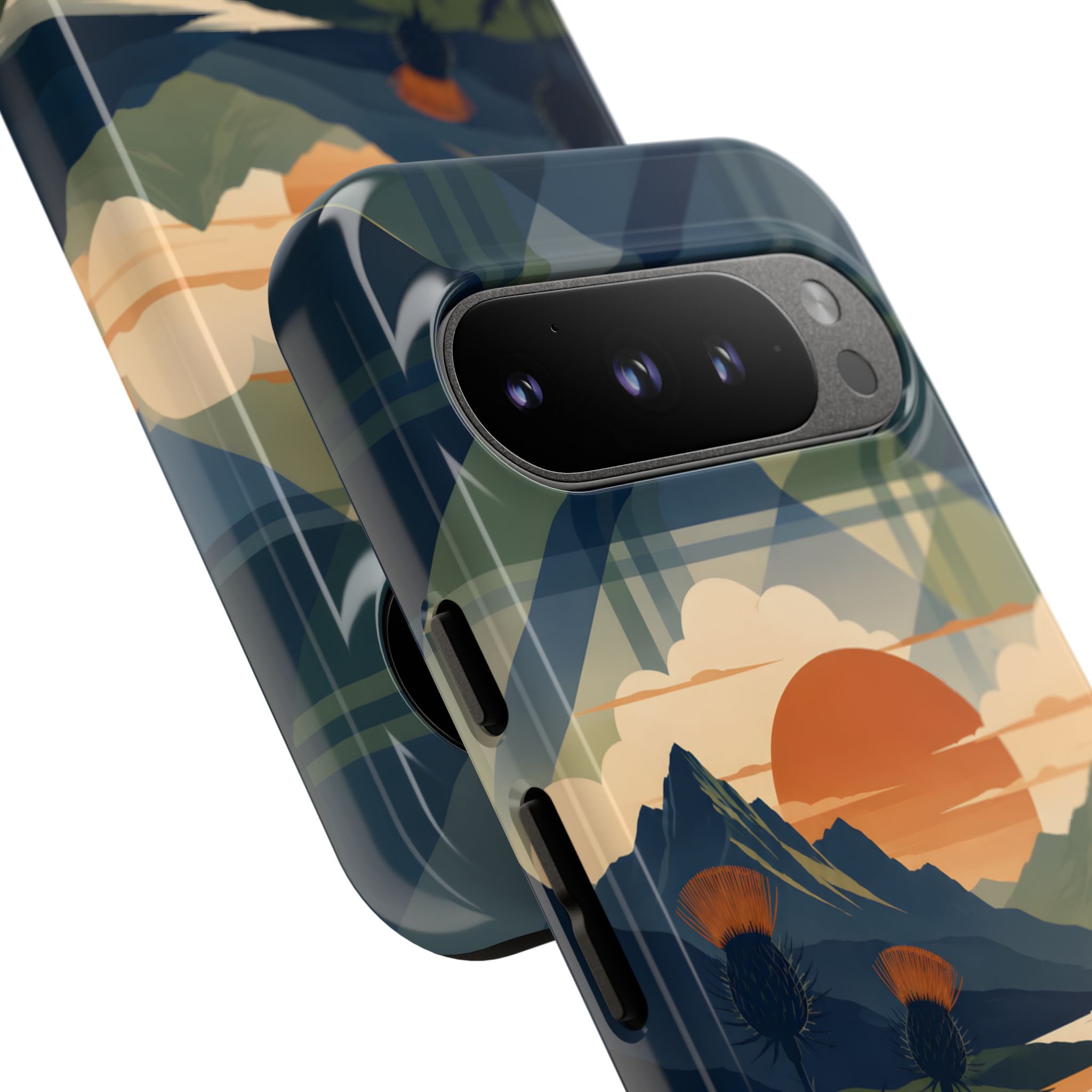 Highland Sunset Tartan Phone Case – Scottish Thistle Summer Festival Edition