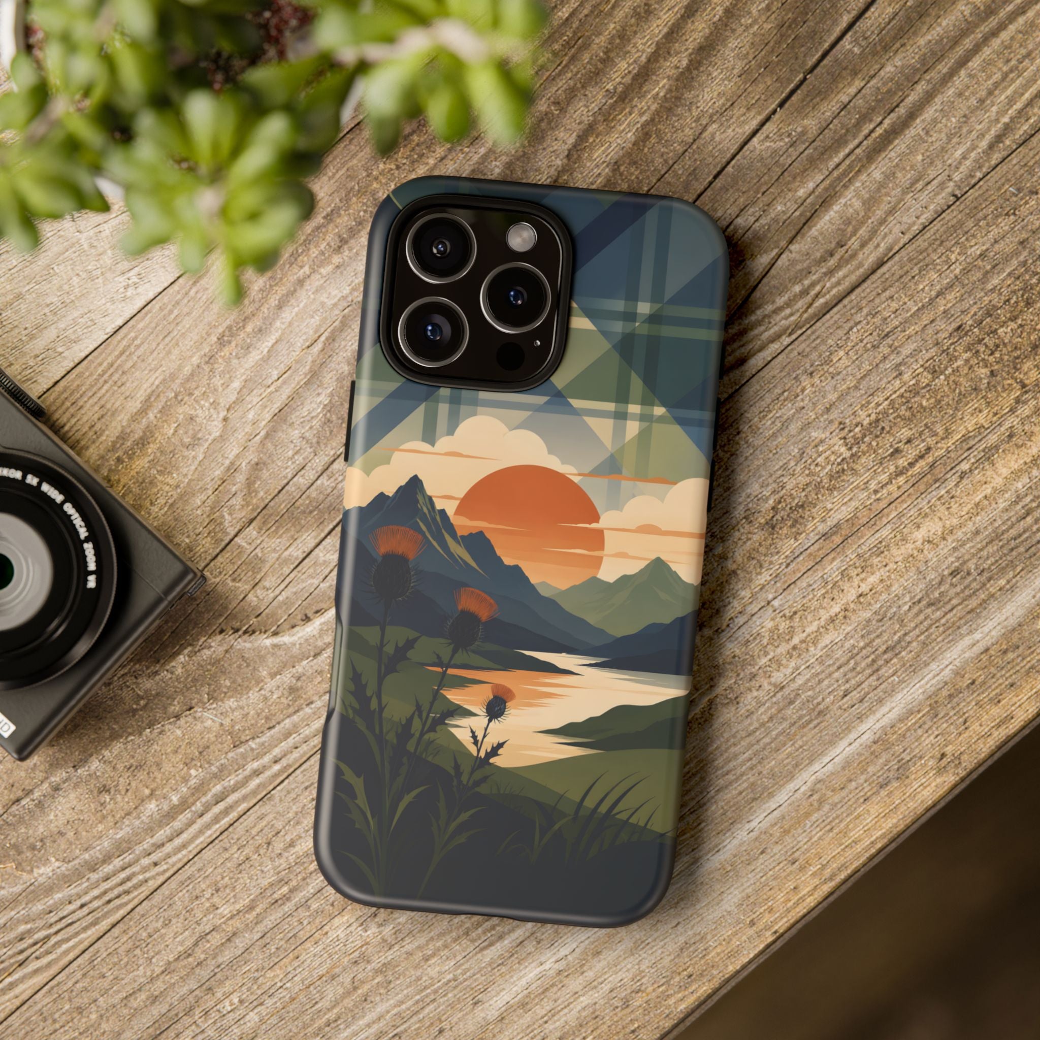 Highland Sunset Tartan Phone Case – Scottish Thistle Summer Festival Edition