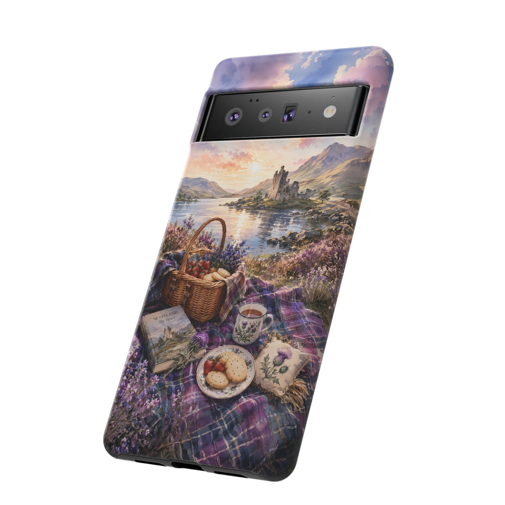 Highland Summer Picnic Phone Case – Scottish Castle & Thistle Art
