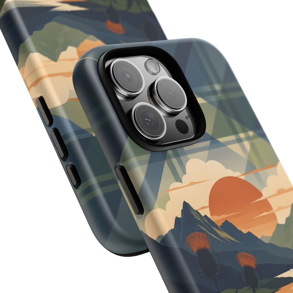 Highland Sunset Tartan Phone Case – Scottish Thistle Summer Festival Edition
