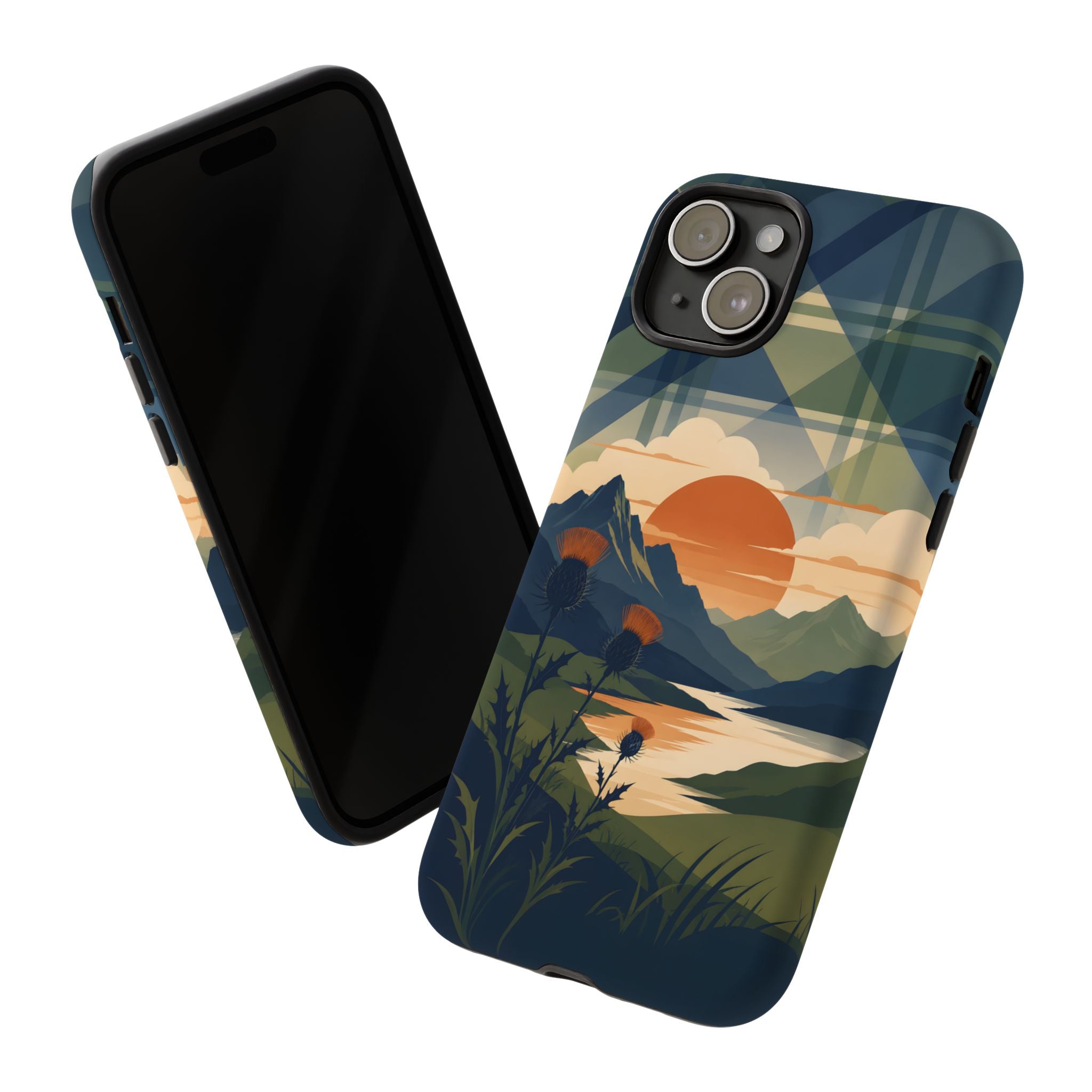 Highland Sunset Tartan Phone Case – Scottish Thistle Summer Festival Edition