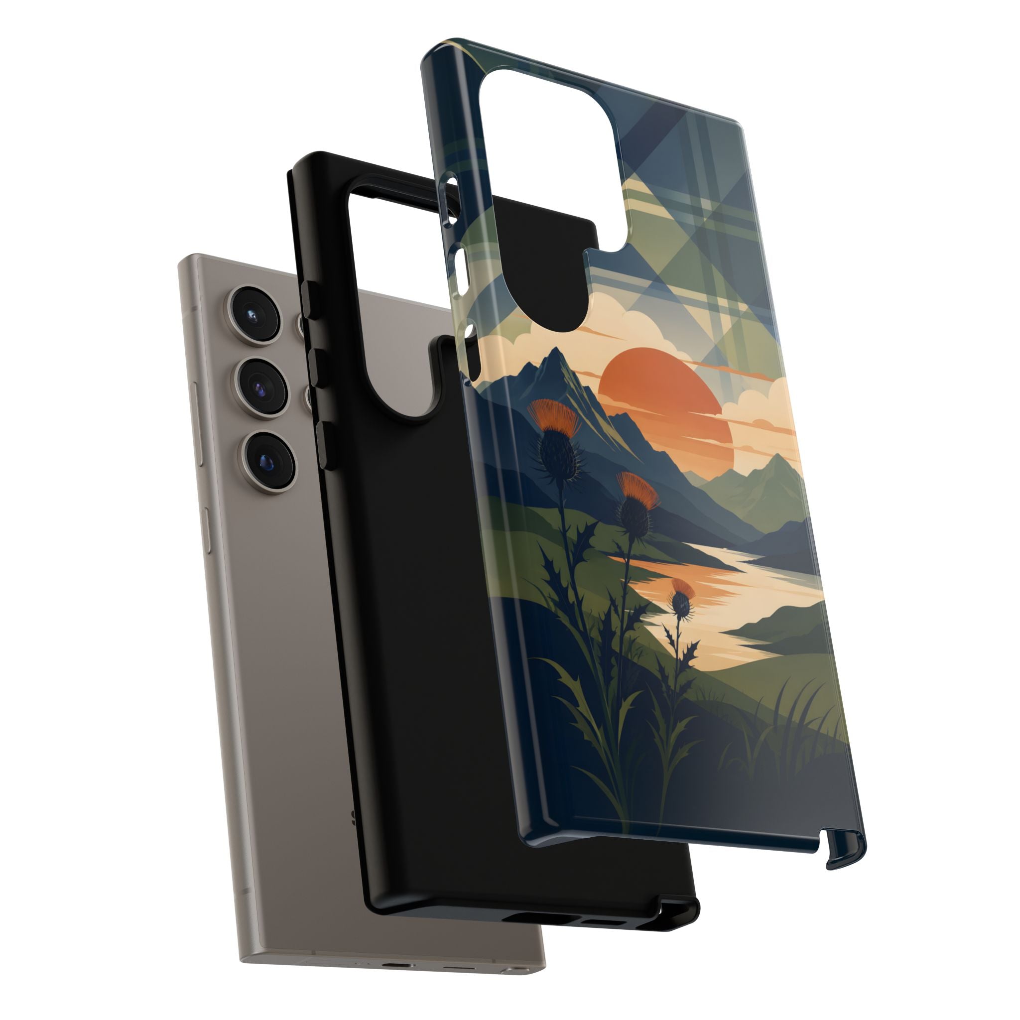 Highland Sunset Tartan Phone Case – Scottish Thistle Summer Festival Edition