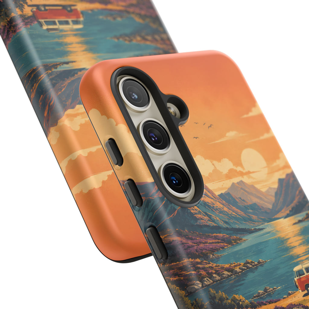 Highland Road Trip Phone Case – Scottish Loch Sunset & Heather Landscape