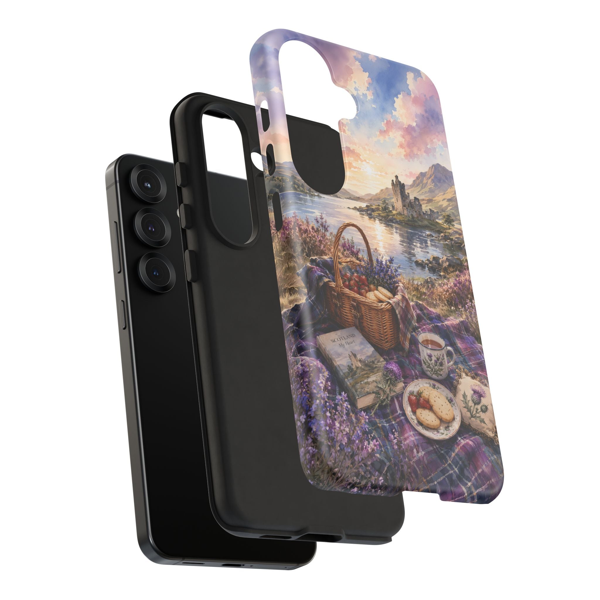 Highland Summer Picnic Phone Case – Scottish Castle & Thistle Art