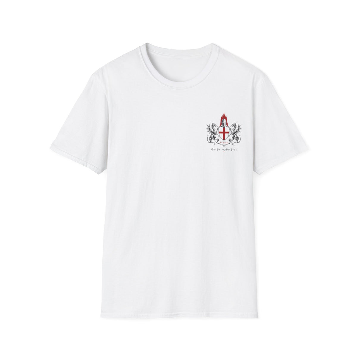 Crusader Shield T-Shirt — Knight Helmet & Dragons St. George Cross Design
