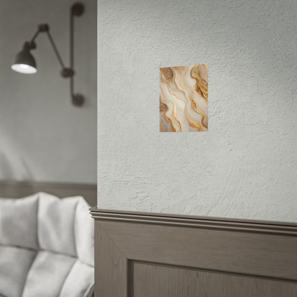 Rolled Poster – Gold Marble Abstract Wall Art, Luxe Swirl Print for Living Room & Office