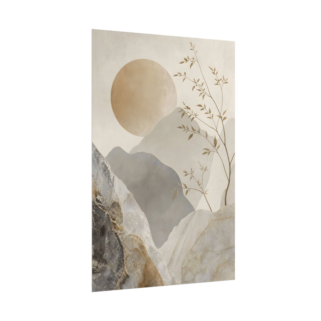 Neutral Minimalist Mountain Sun Rolled Poster