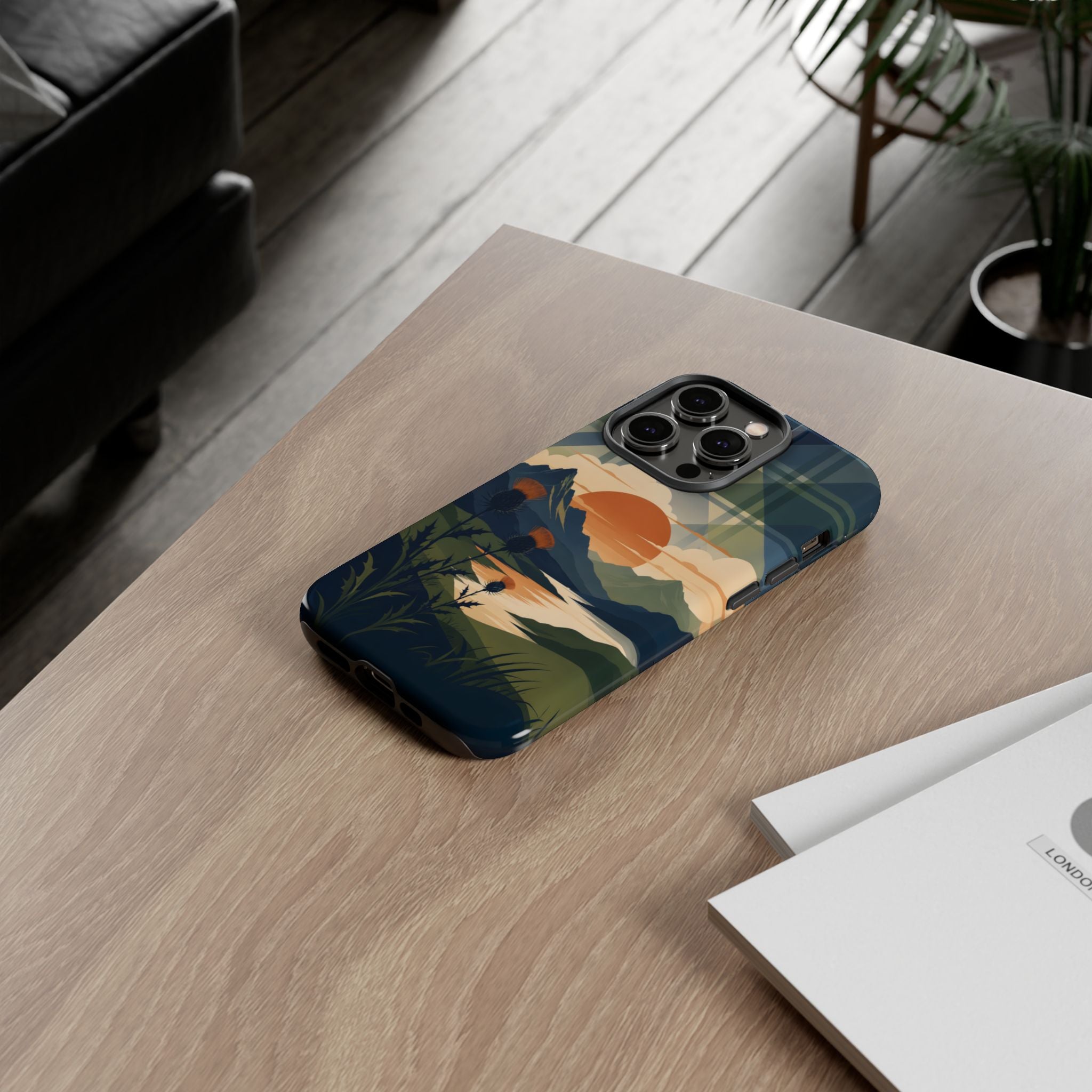 Highland Sunset Tartan Phone Case – Scottish Thistle Summer Festival Edition