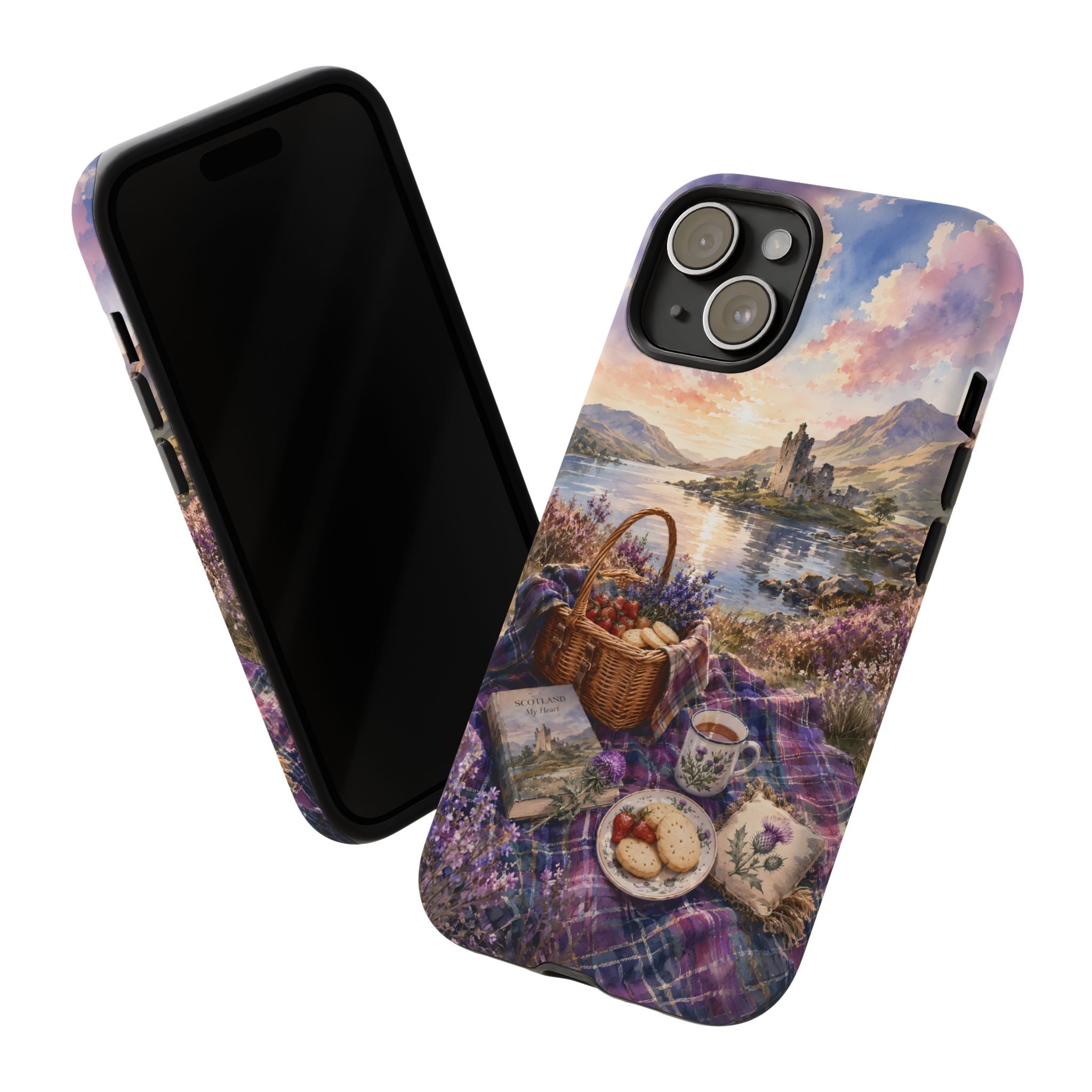 Highland Summer Picnic Phone Case – Scottish Castle & Thistle Art