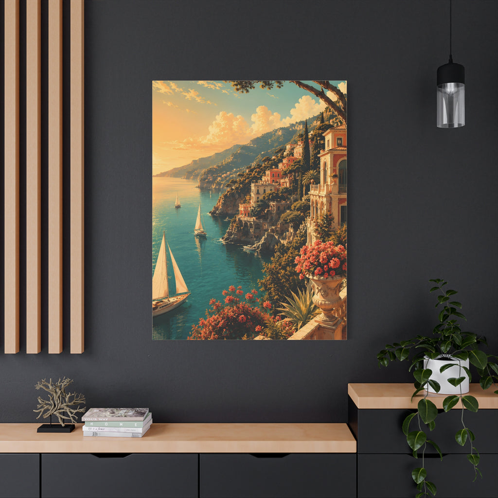 Mediterranean Coastal Sunset Matte Canvas
