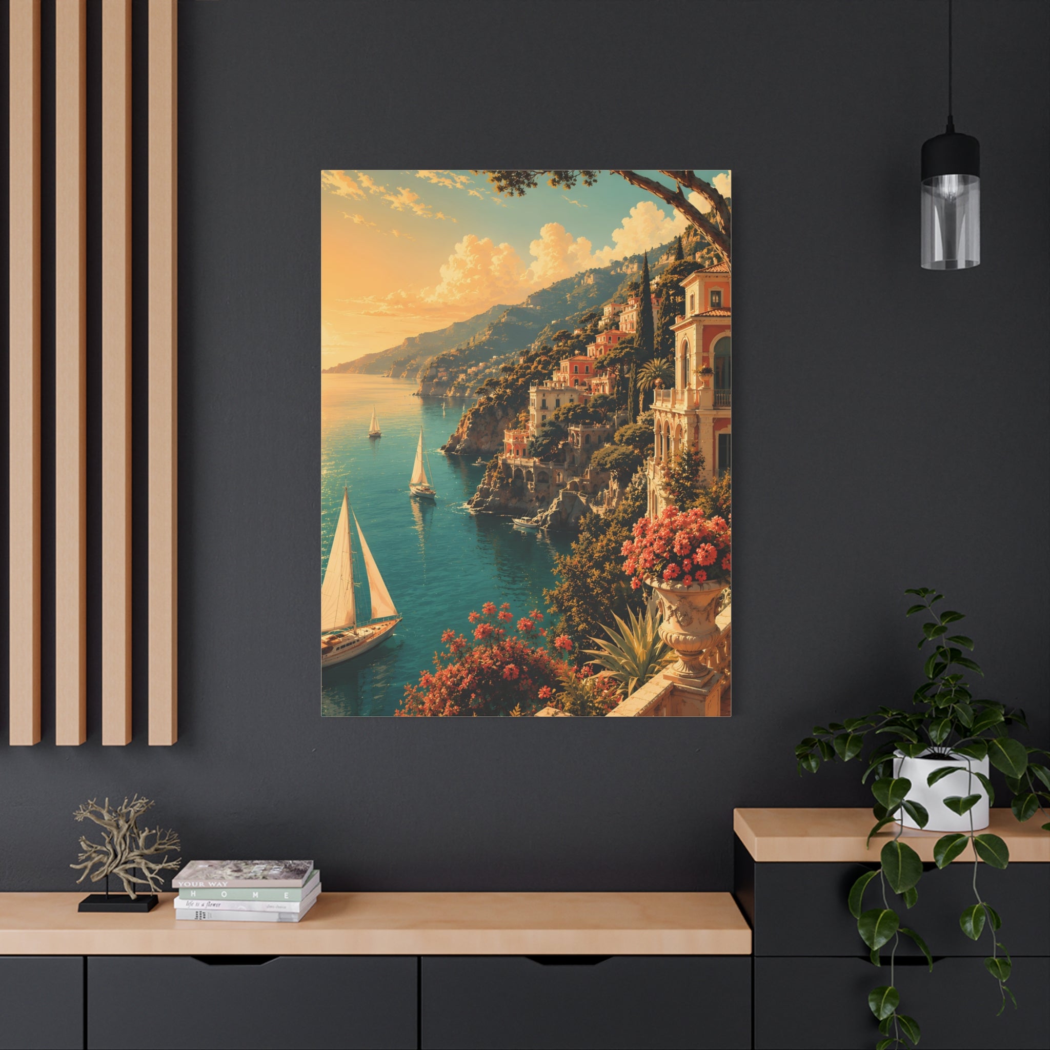 Mediterranean Coastal Sunset Matte Canvas