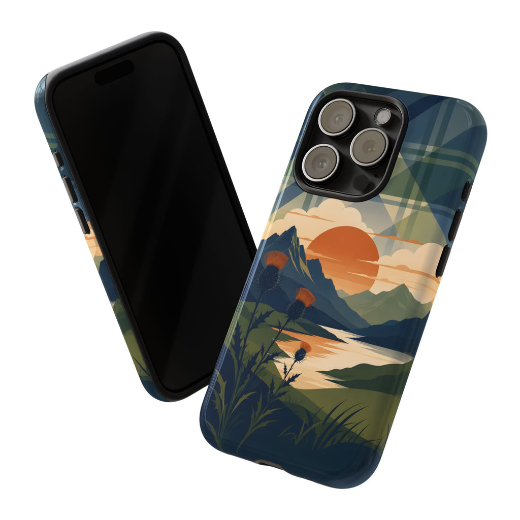 Highland Sunset Tartan Phone Case – Scottish Thistle Summer Festival Edition