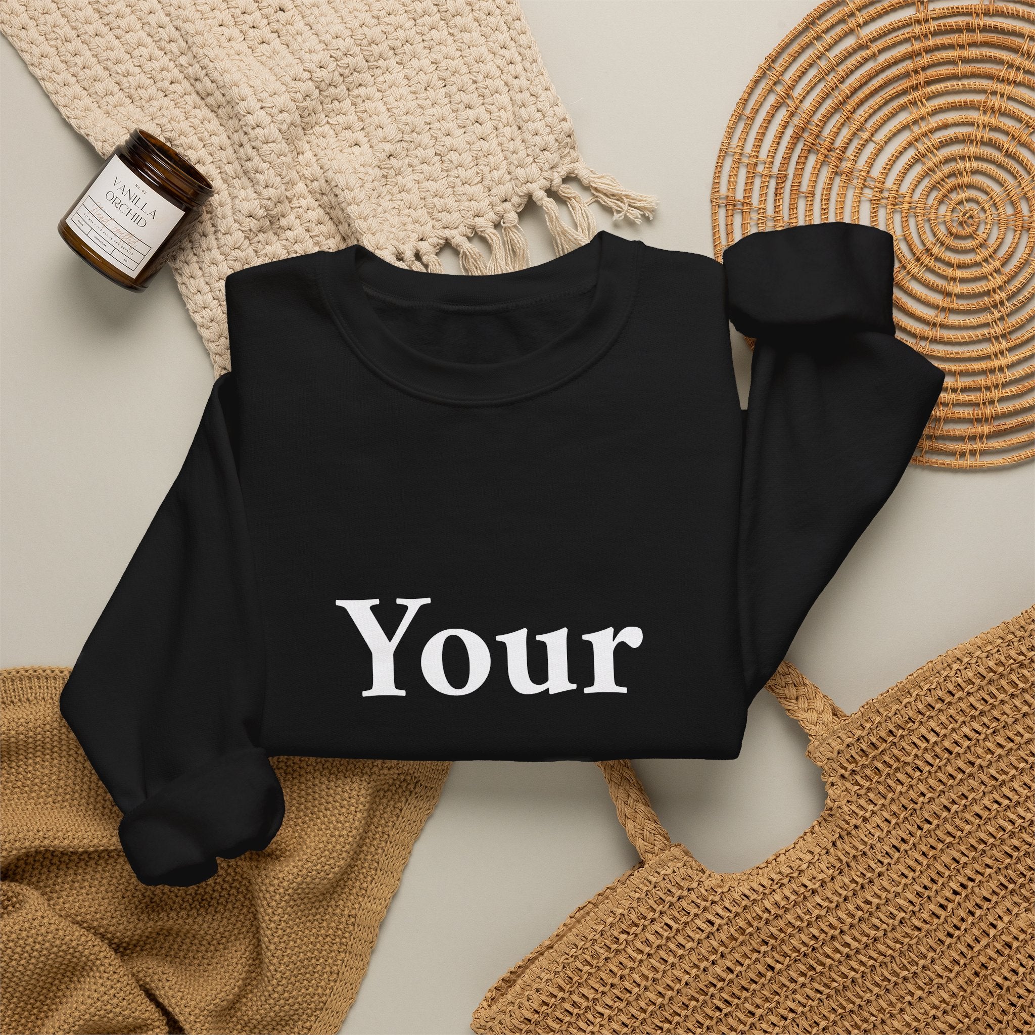Custom Text Crewneck Sweatshirt — Personalized Minimalist Sweatshirt