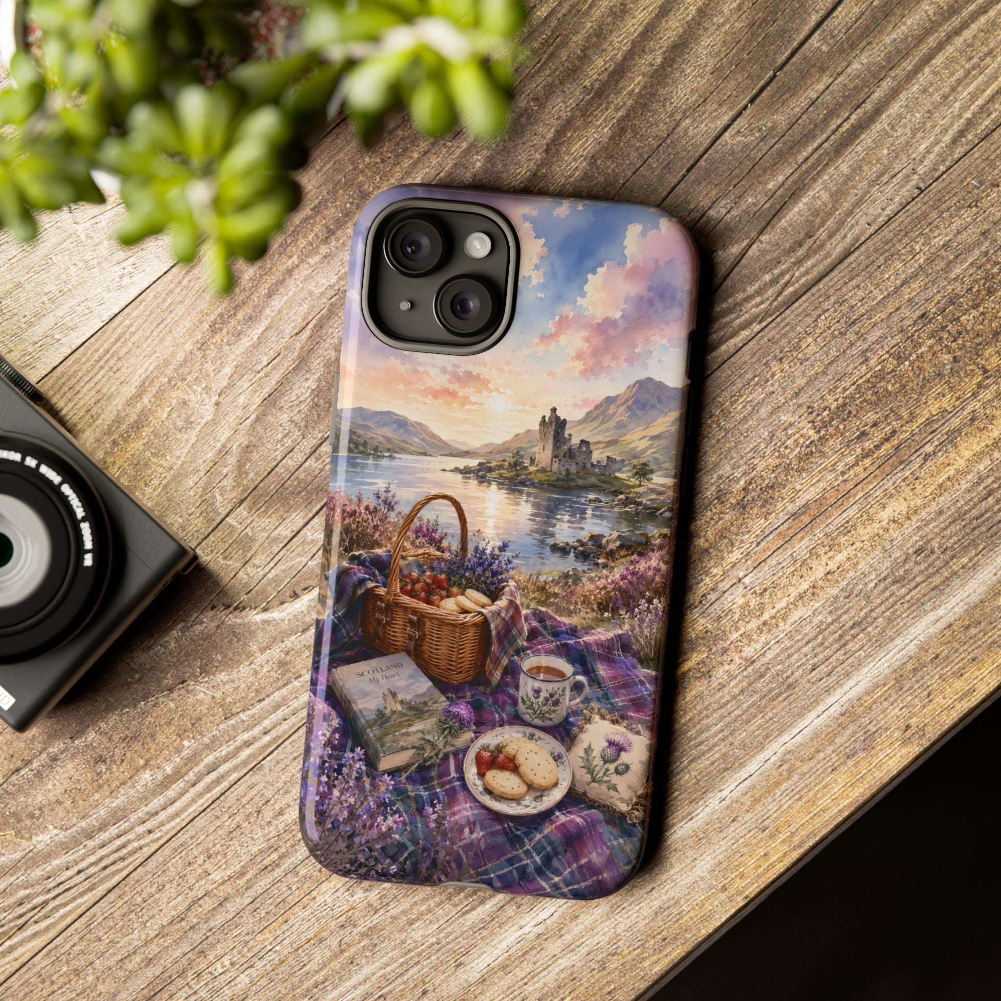 Highland Summer Picnic Phone Case – Scottish Castle & Thistle Art
