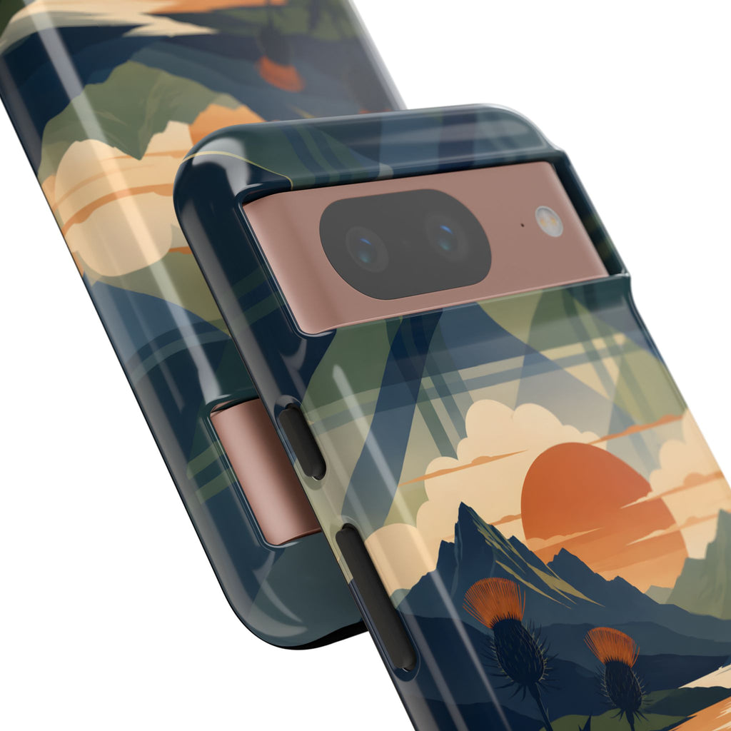 Highland Sunset Tartan Phone Case – Scottish Thistle Summer Festival Edition