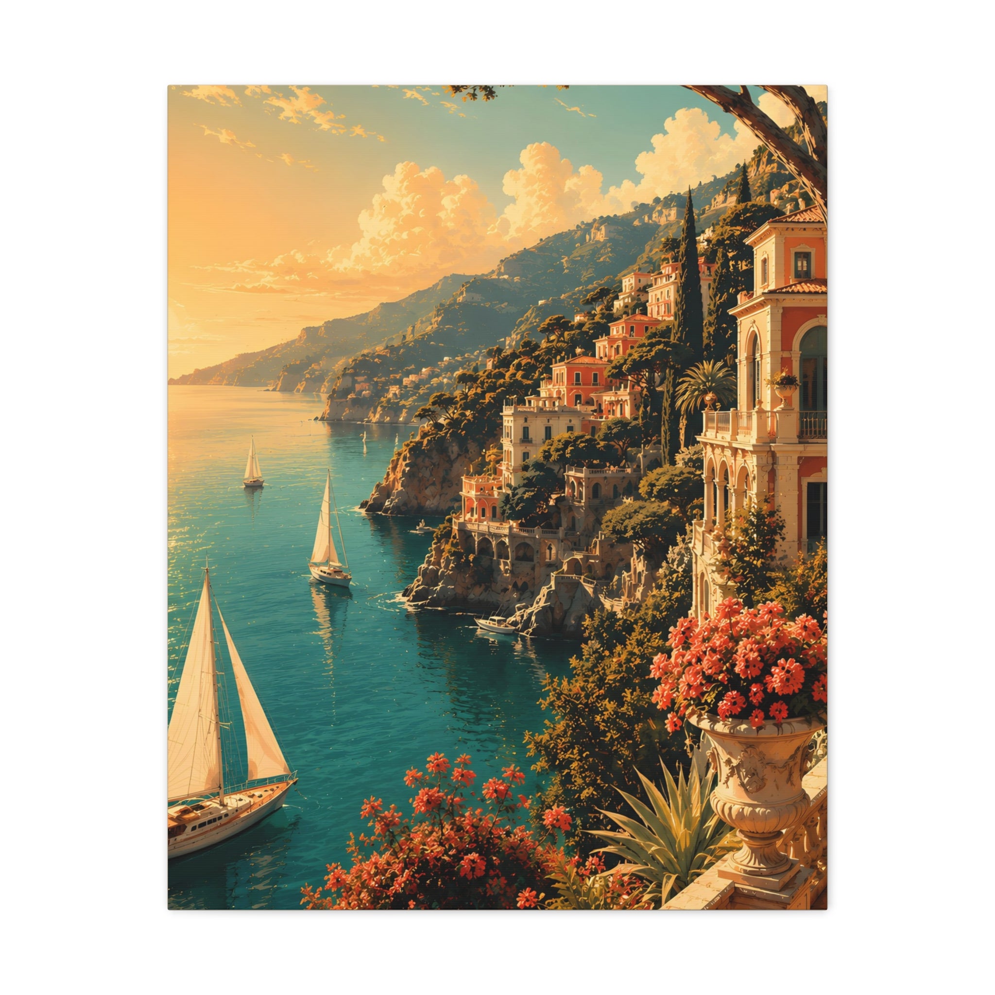 Mediterranean Coastal Sunset Matte Canvas