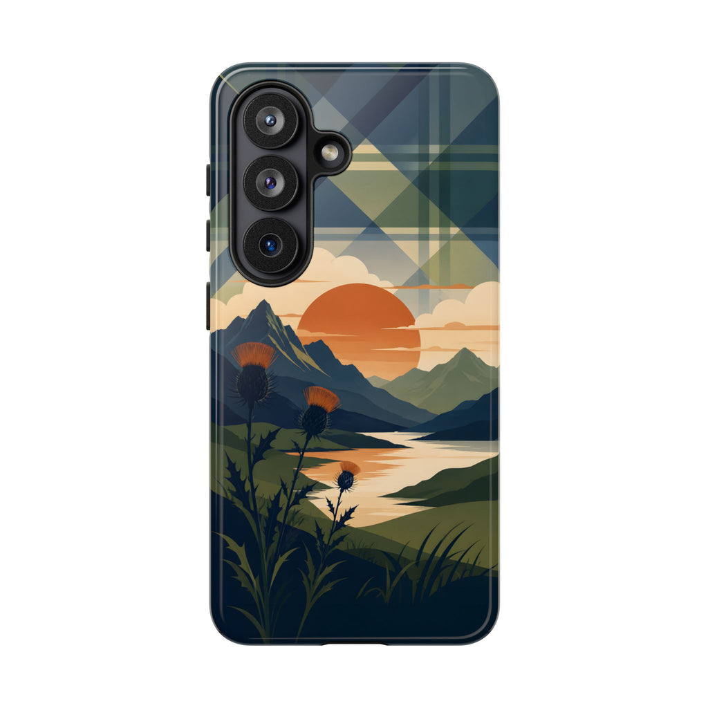 Highland Sunset Tartan Phone Case – Scottish Thistle Summer Festival Edition