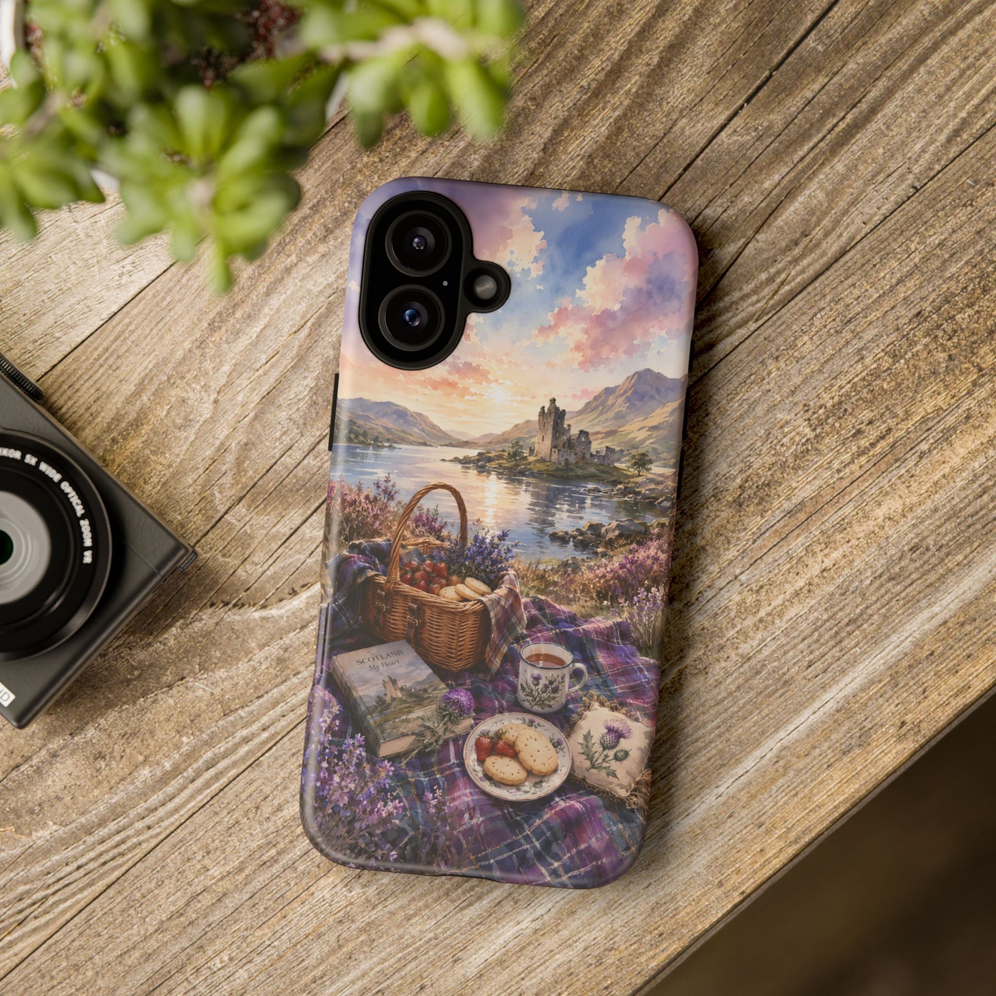 Highland Summer Picnic Phone Case – Scottish Castle & Thistle Art