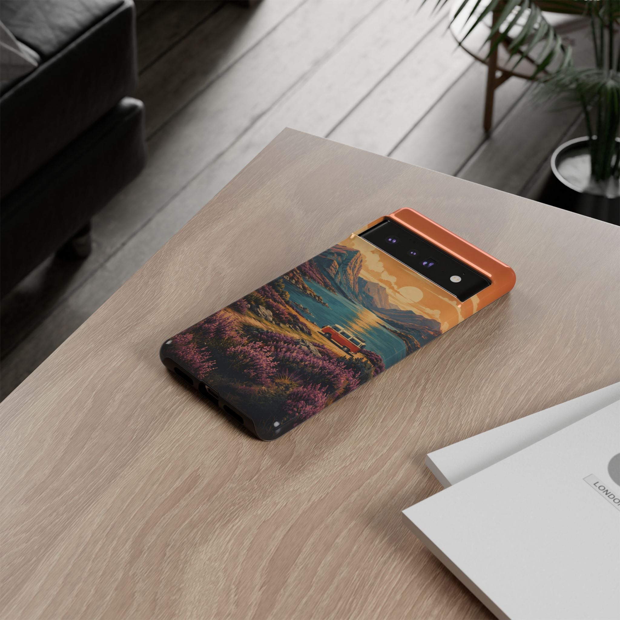 Highland Road Trip Phone Case – Scottish Loch Sunset & Heather Landscape