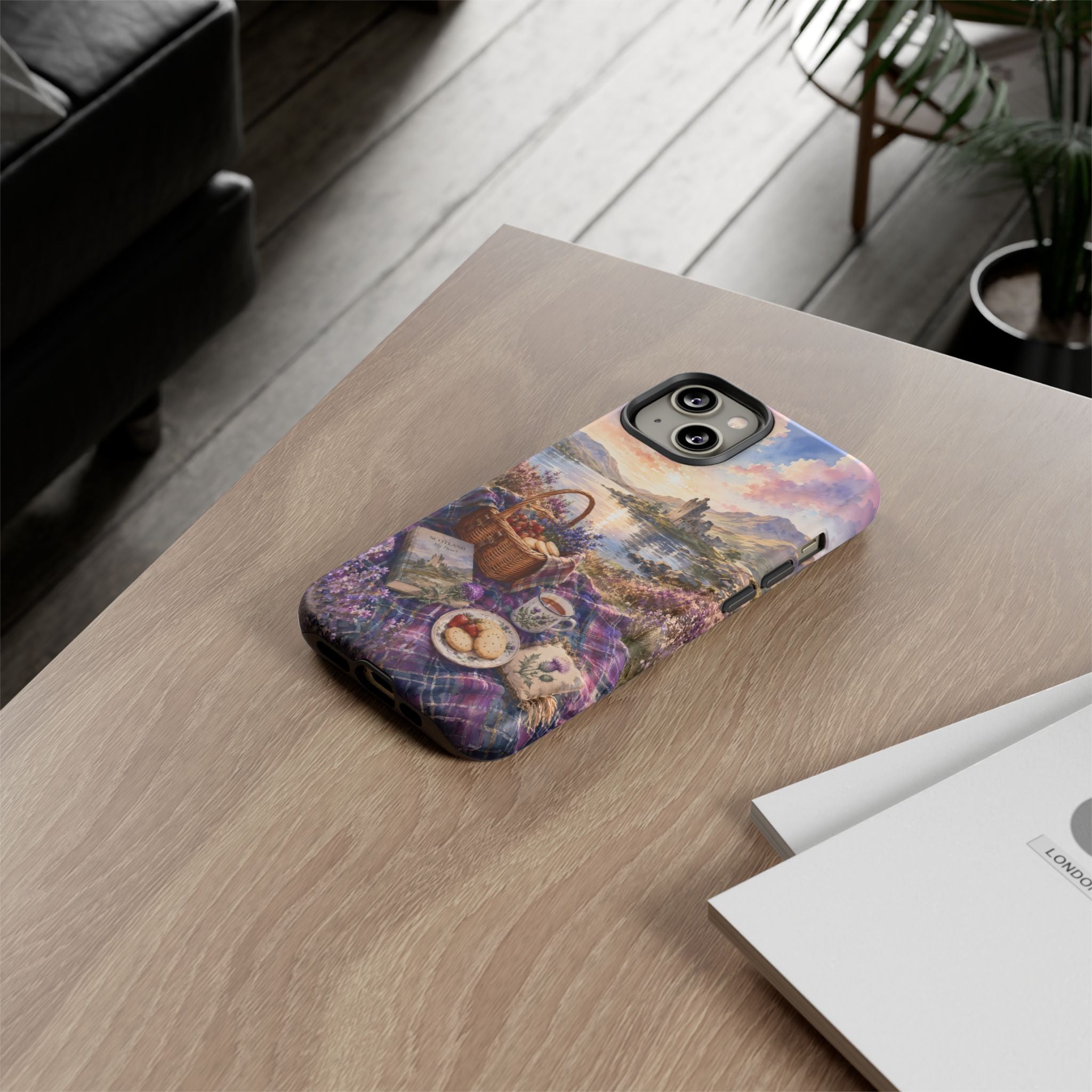 Highland Summer Picnic Phone Case – Scottish Castle & Thistle Art
