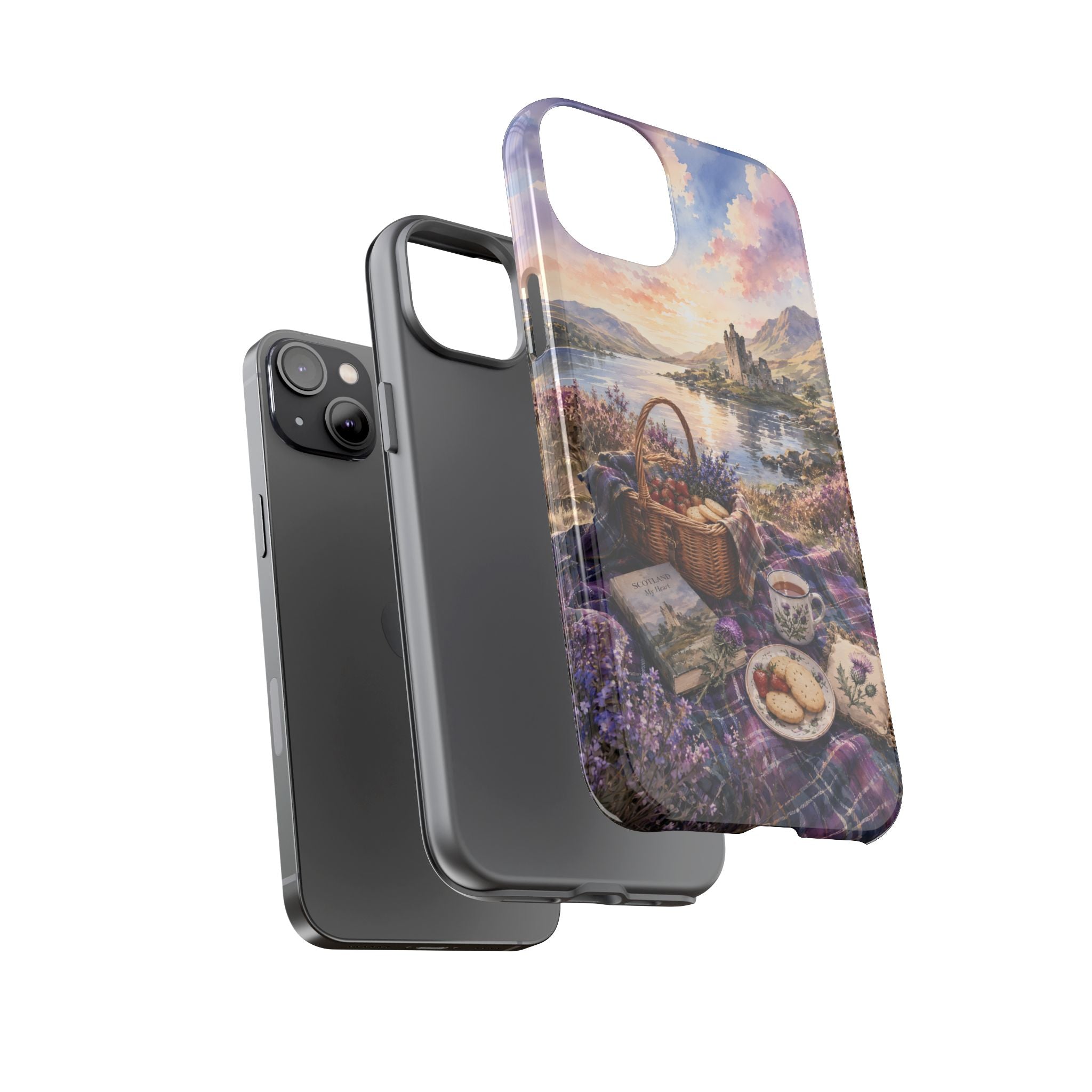Highland Summer Picnic Phone Case – Scottish Castle & Thistle Art
