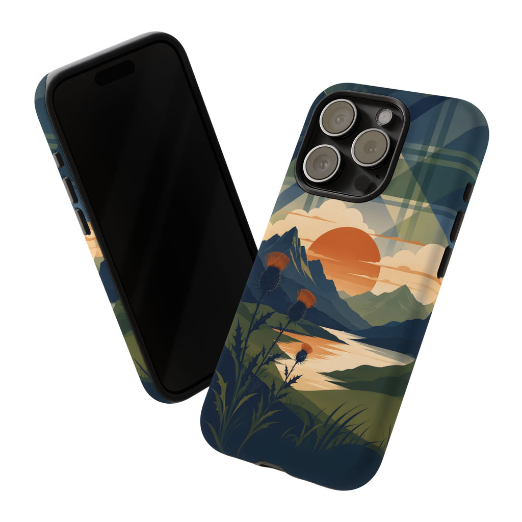 Highland Sunset Tartan Phone Case – Scottish Thistle Summer Festival Edition