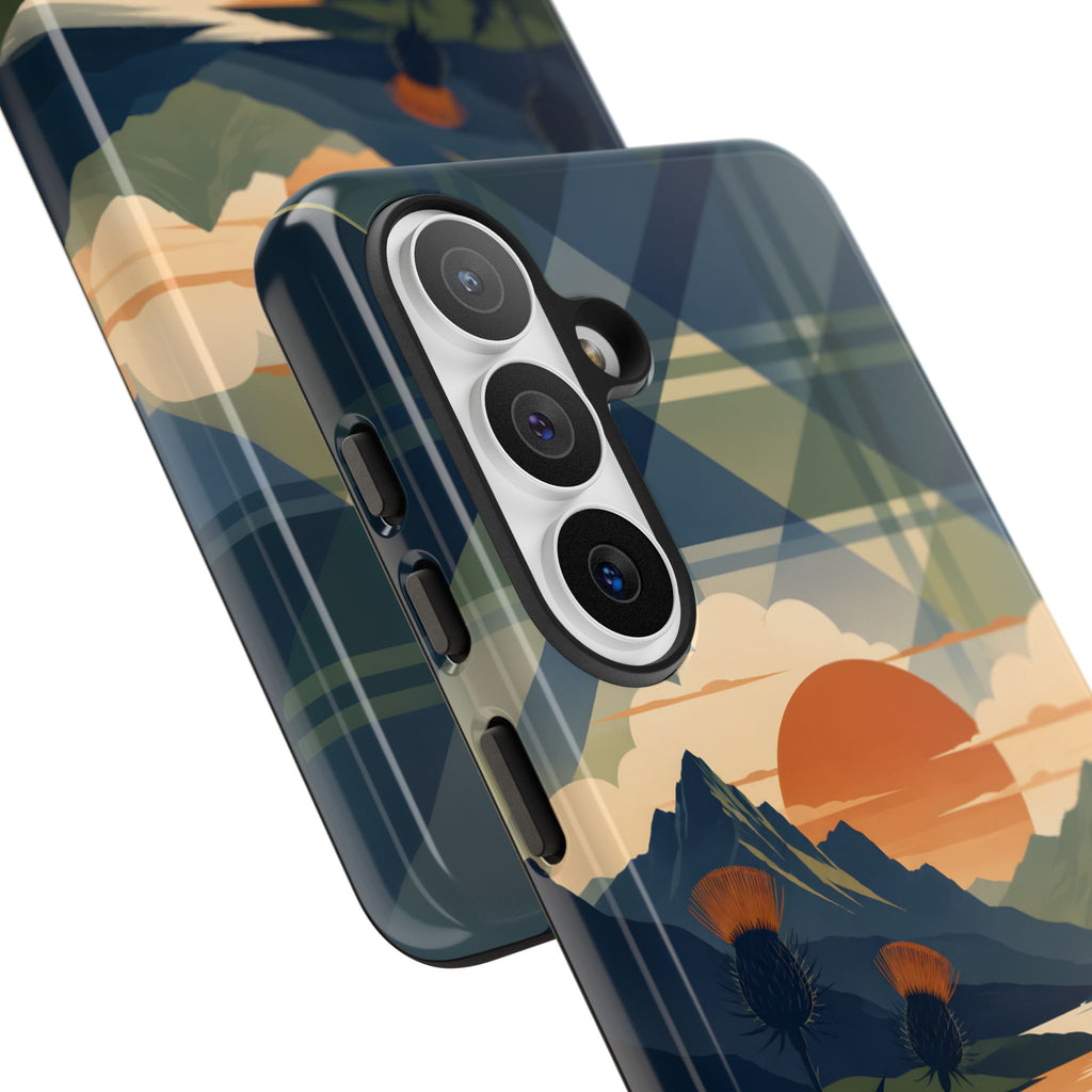 Highland Sunset Tartan Phone Case – Scottish Thistle Summer Festival Edition