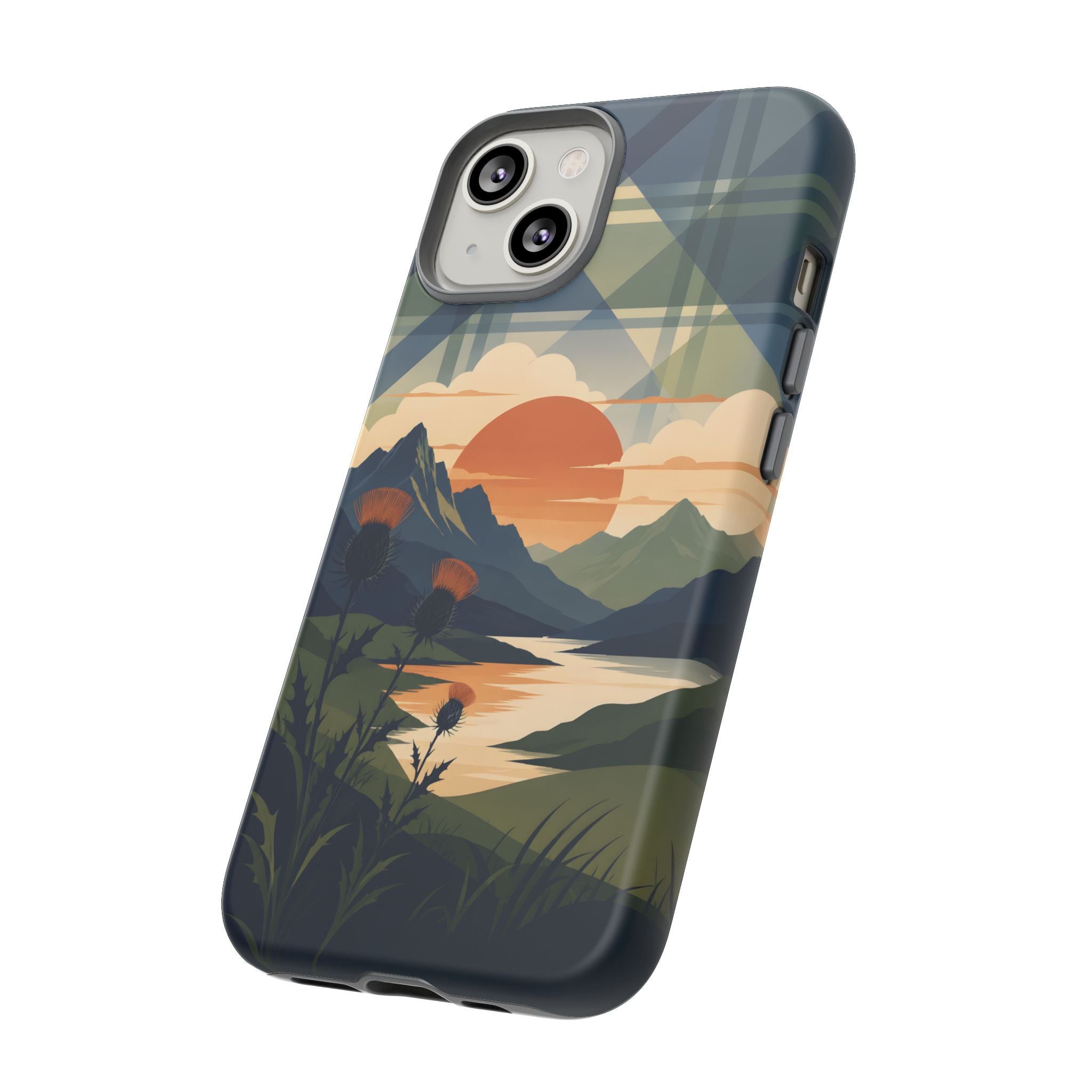 Highland Sunset Tartan Phone Case – Scottish Thistle Summer Festival Edition