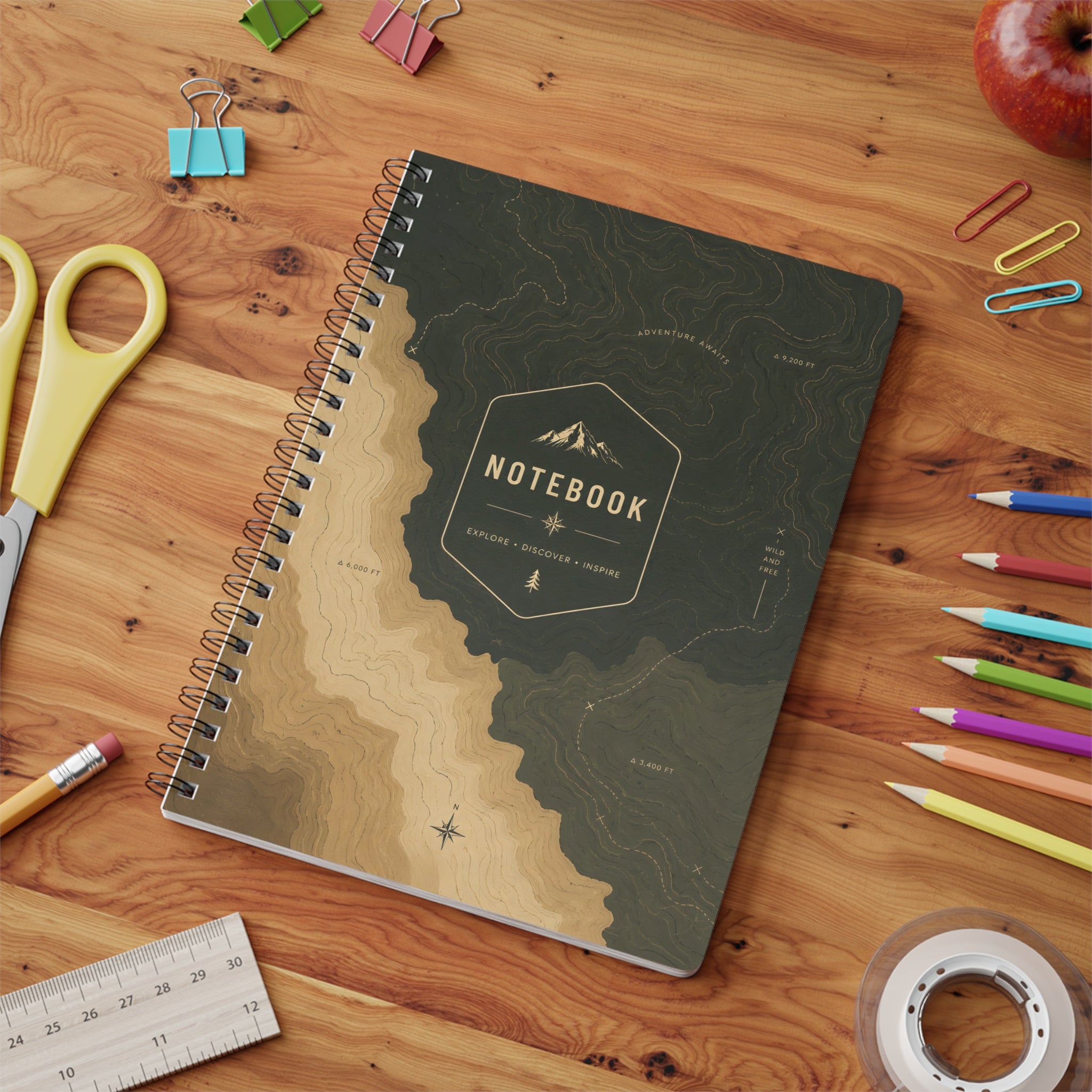A5 Topographic Adventure Notebook — 'Notebook' Mountain Design Wirobound Journal