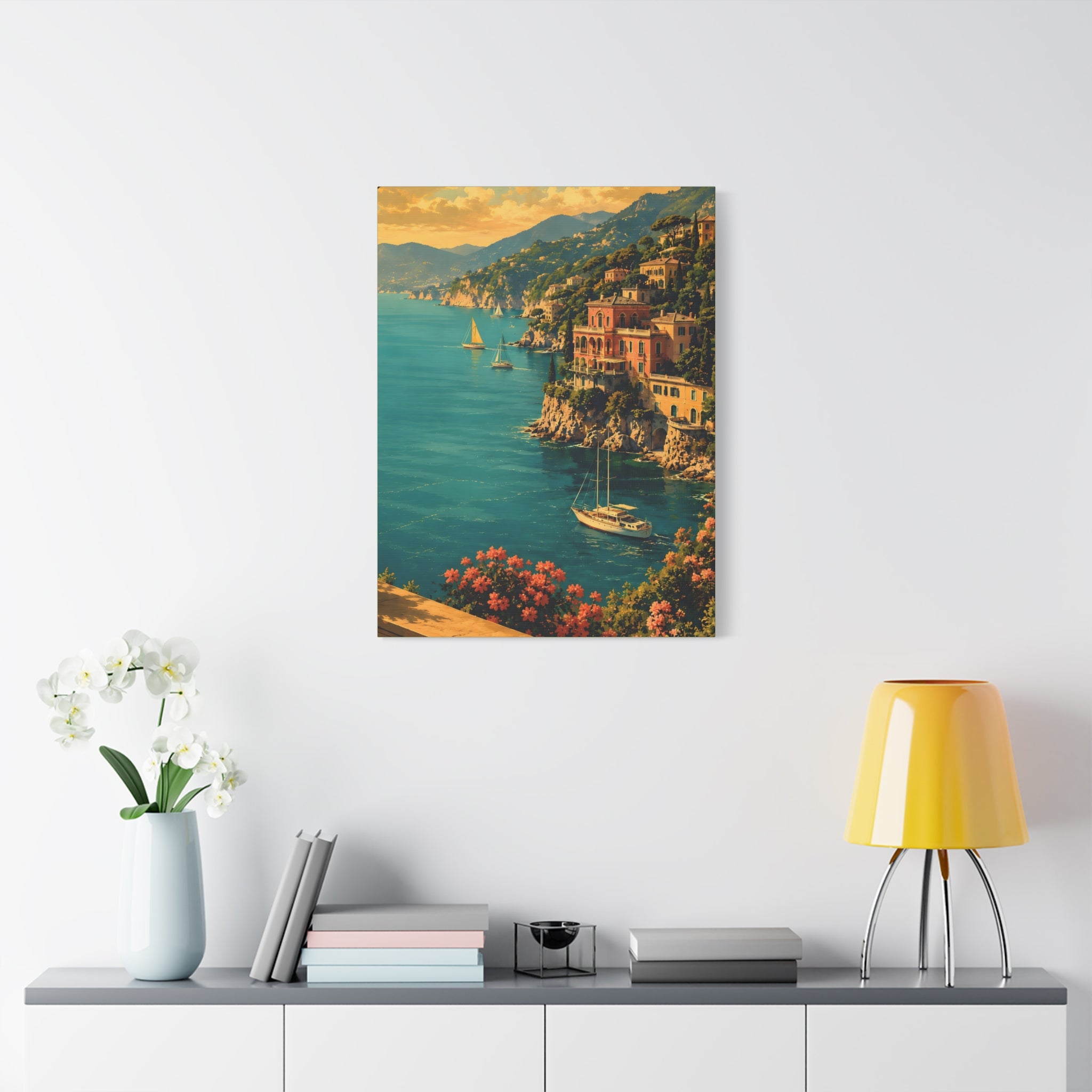 Mediterranean Coastal Canvas Print — Stretched Matte Wall Art