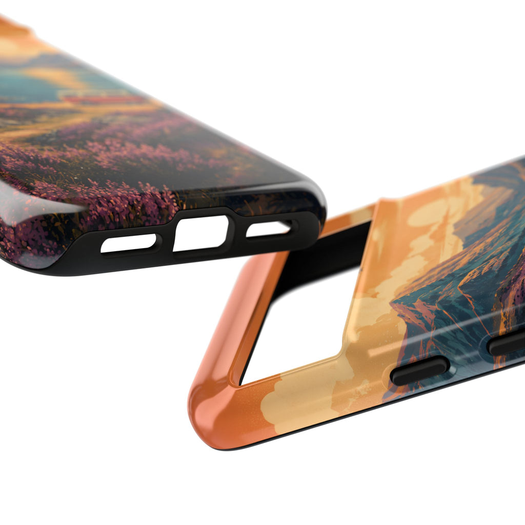 Highland Road Trip Phone Case – Scottish Loch Sunset & Heather Landscape