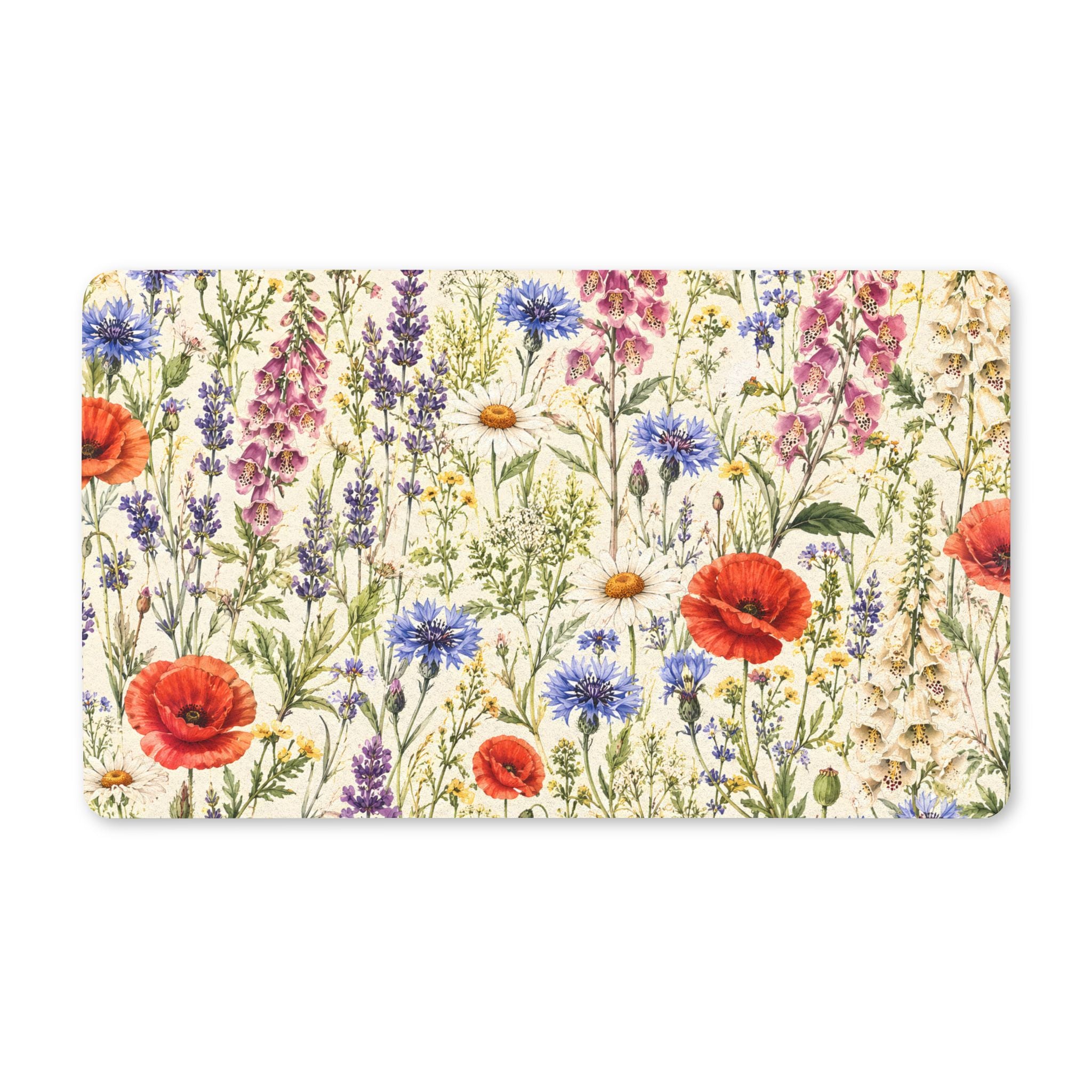 Wildflower Welcome Doormat — Floral Polyester Indoor Door Mat
