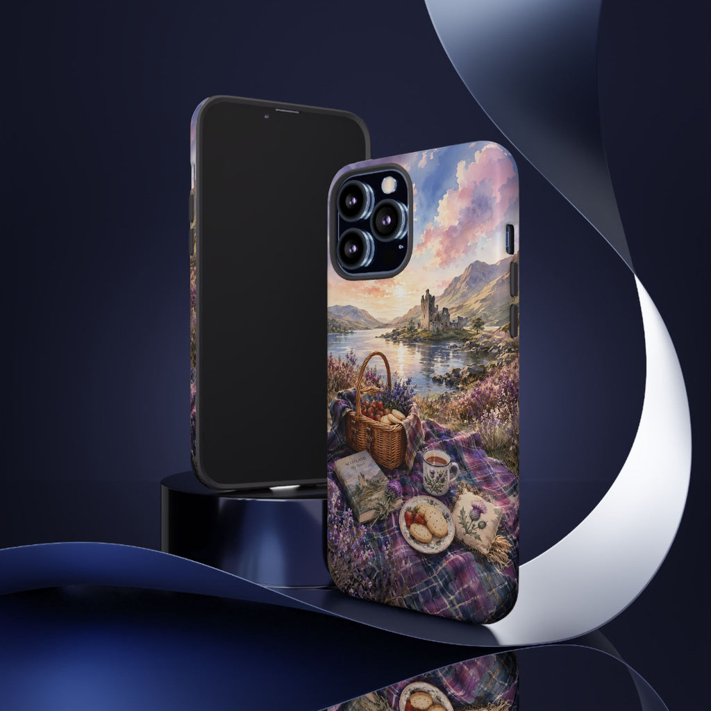 Highland Summer Picnic Phone Case – Scottish Castle & Thistle Art