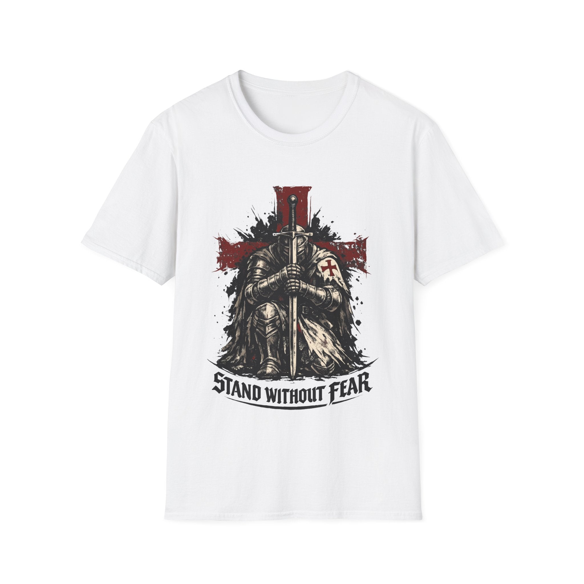 Crusader Knight T-Shirt — 'Stand Without Fear' Medieval Cross Graphic