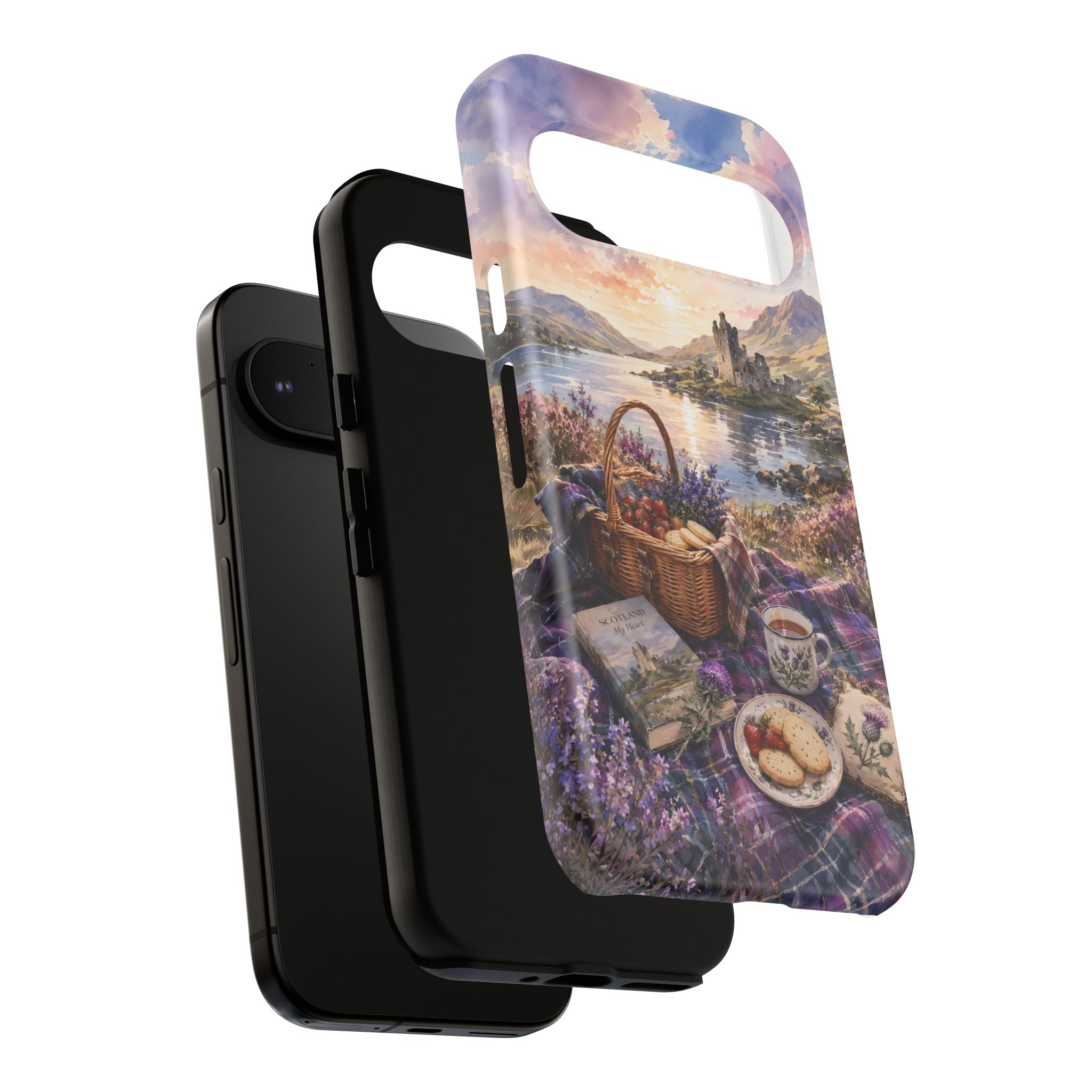 Highland Summer Picnic Phone Case – Scottish Castle & Thistle Art