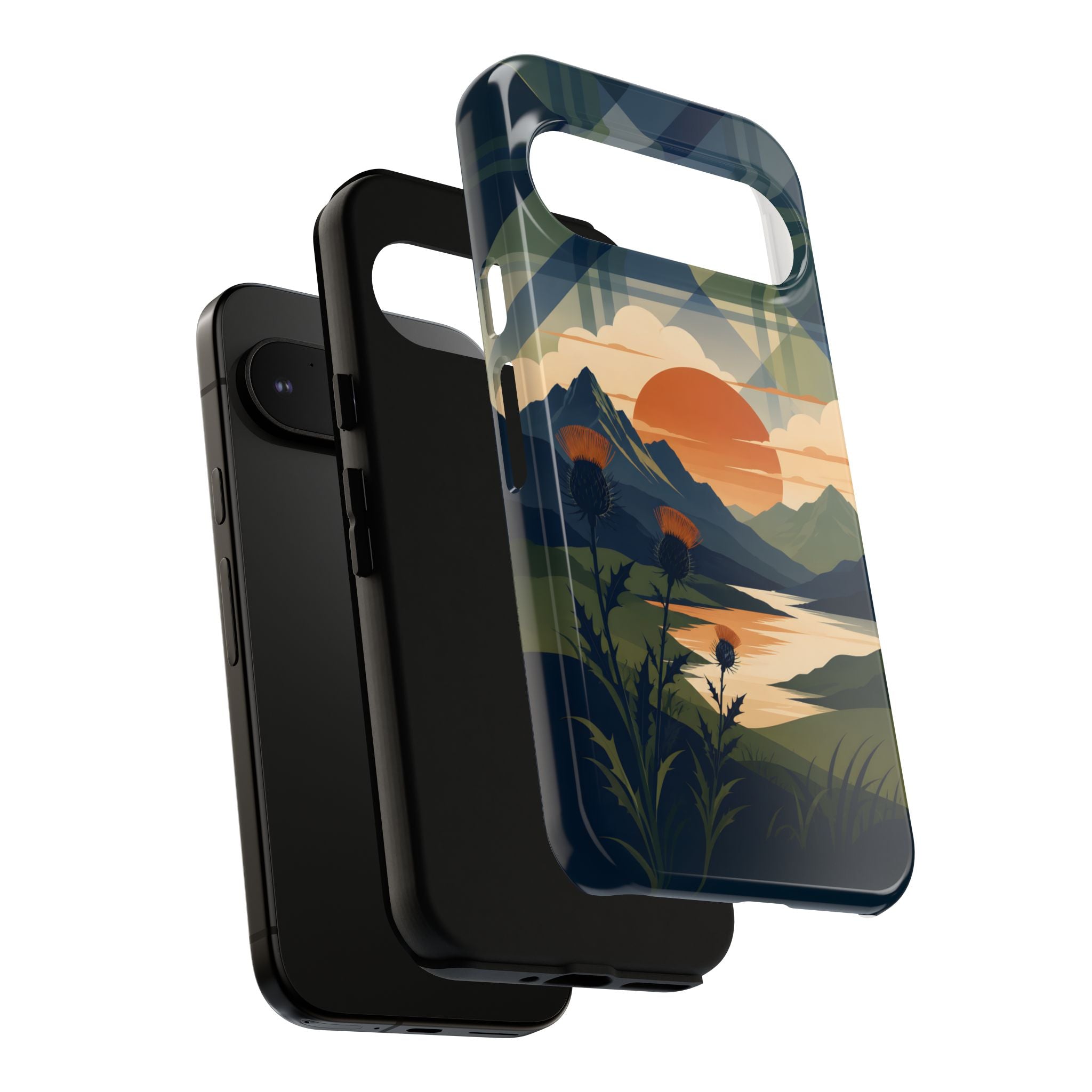 Highland Sunset Tartan Phone Case – Scottish Thistle Summer Festival Edition