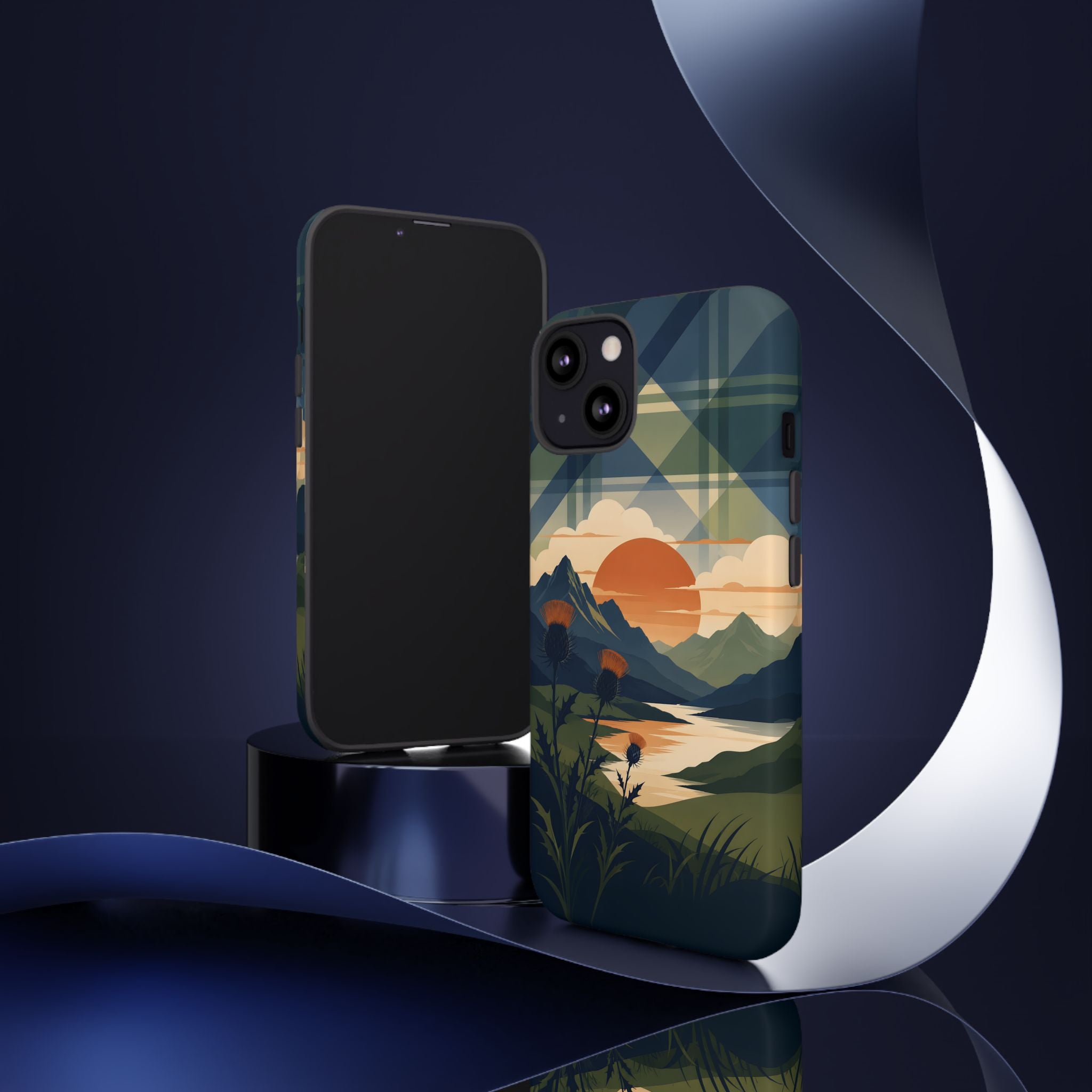 Highland Sunset Tartan Phone Case – Scottish Thistle Summer Festival Edition