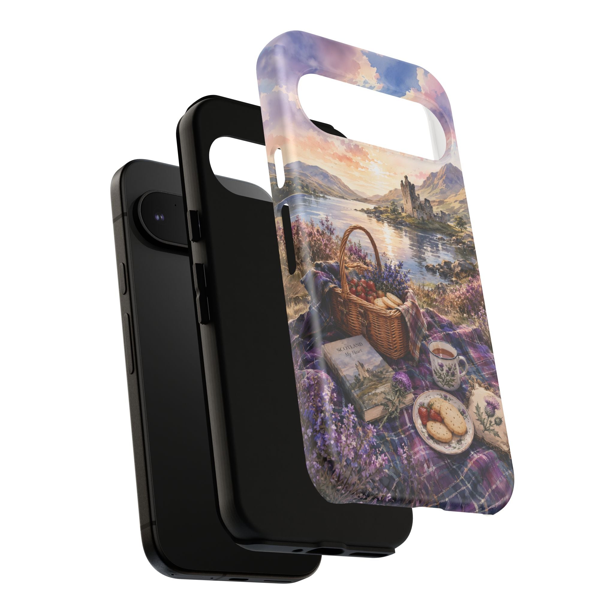 Highland Summer Picnic Phone Case – Scottish Castle & Thistle Art