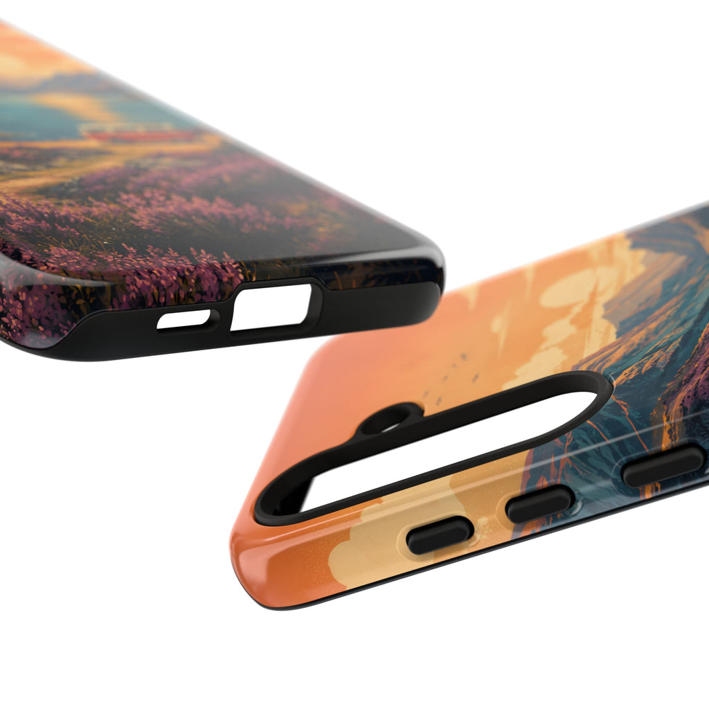 Highland Road Trip Phone Case – Scottish Loch Sunset & Heather Landscape