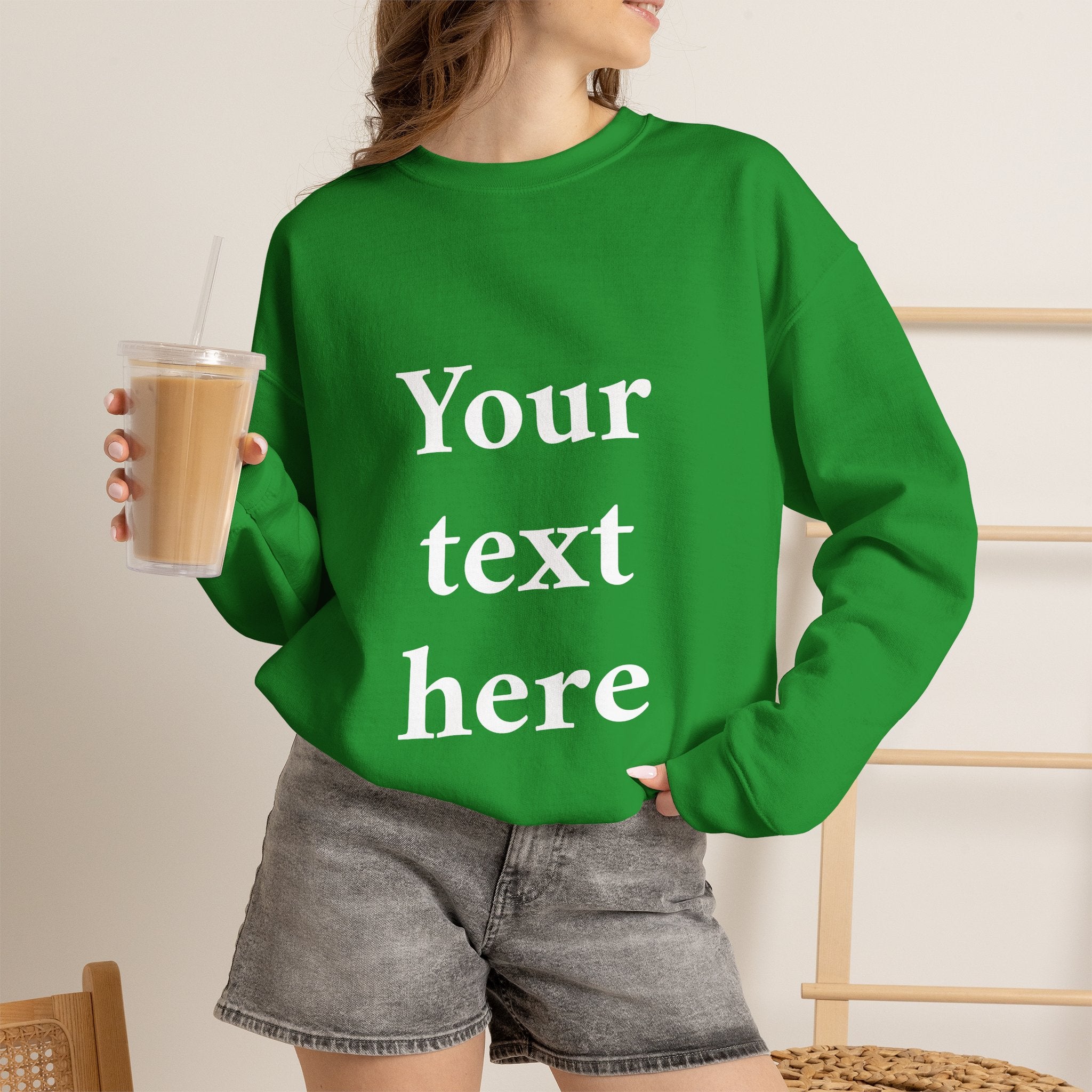 Custom Text Crewneck Sweatshirt — Personalized Minimalist Sweatshirt