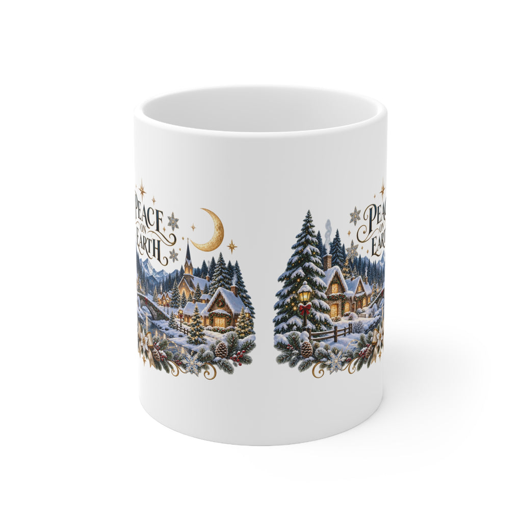 Peace on Earth Christmas Winter Village Ceramic Coffee Mug