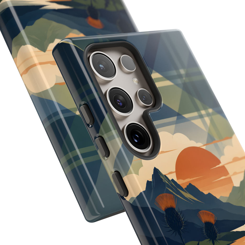 Highland Sunset Tartan Phone Case – Scottish Thistle Summer Festival Edition