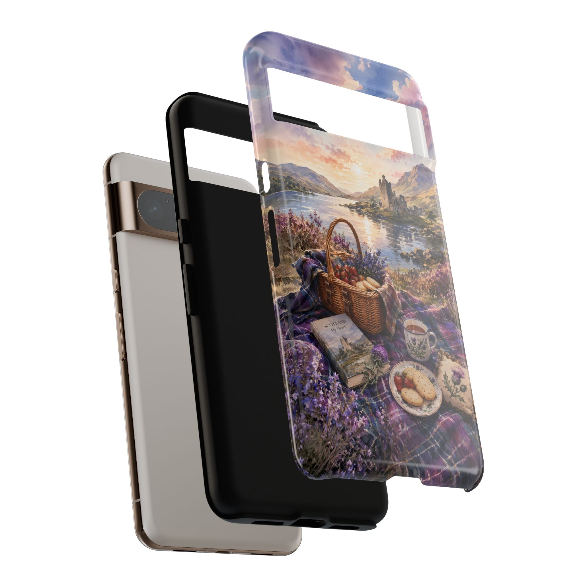 Highland Summer Picnic Phone Case – Scottish Castle & Thistle Art