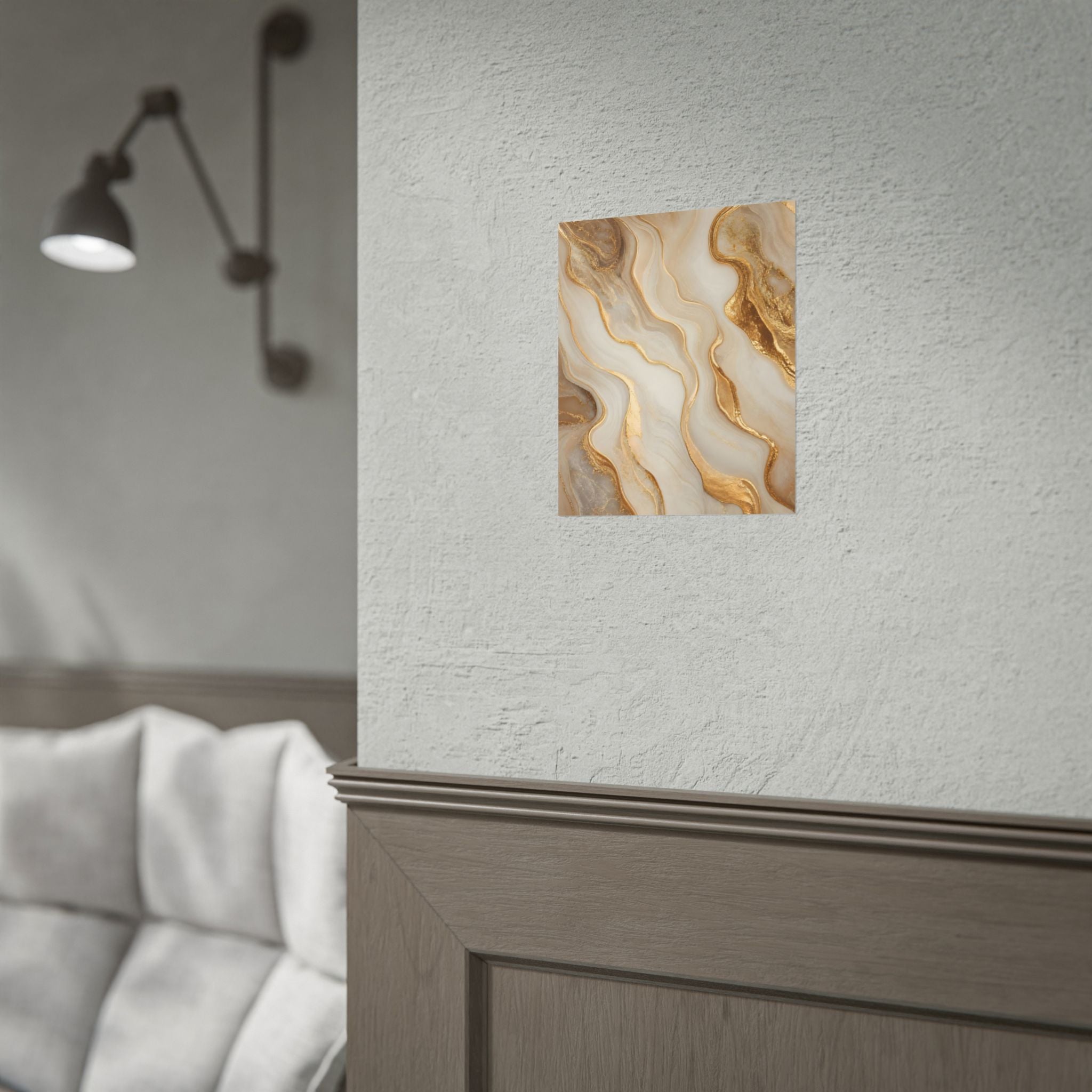 Rolled Poster – Gold Marble Abstract Wall Art, Luxe Swirl Print for Living Room & Office