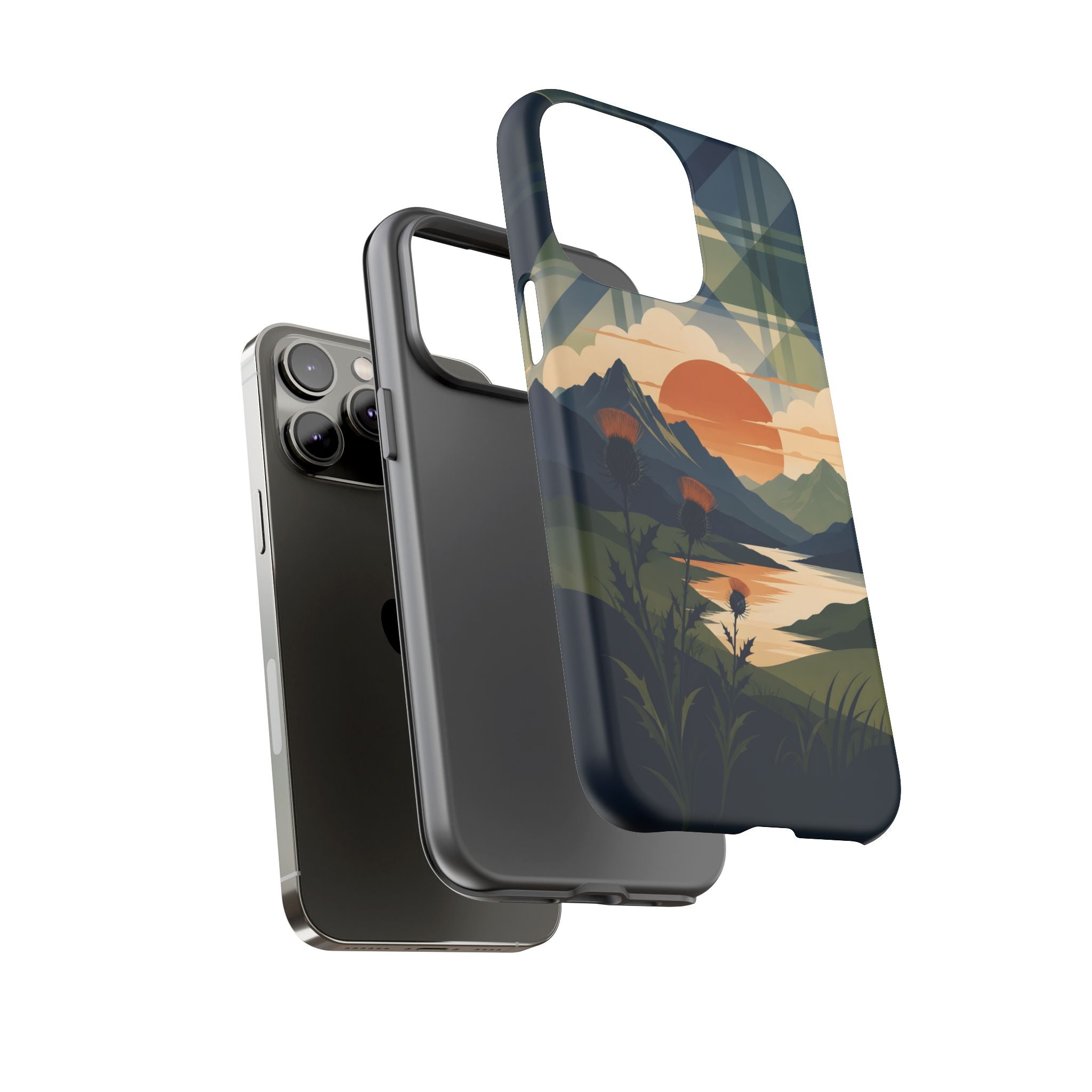 Highland Sunset Tartan Phone Case – Scottish Thistle Summer Festival Edition
