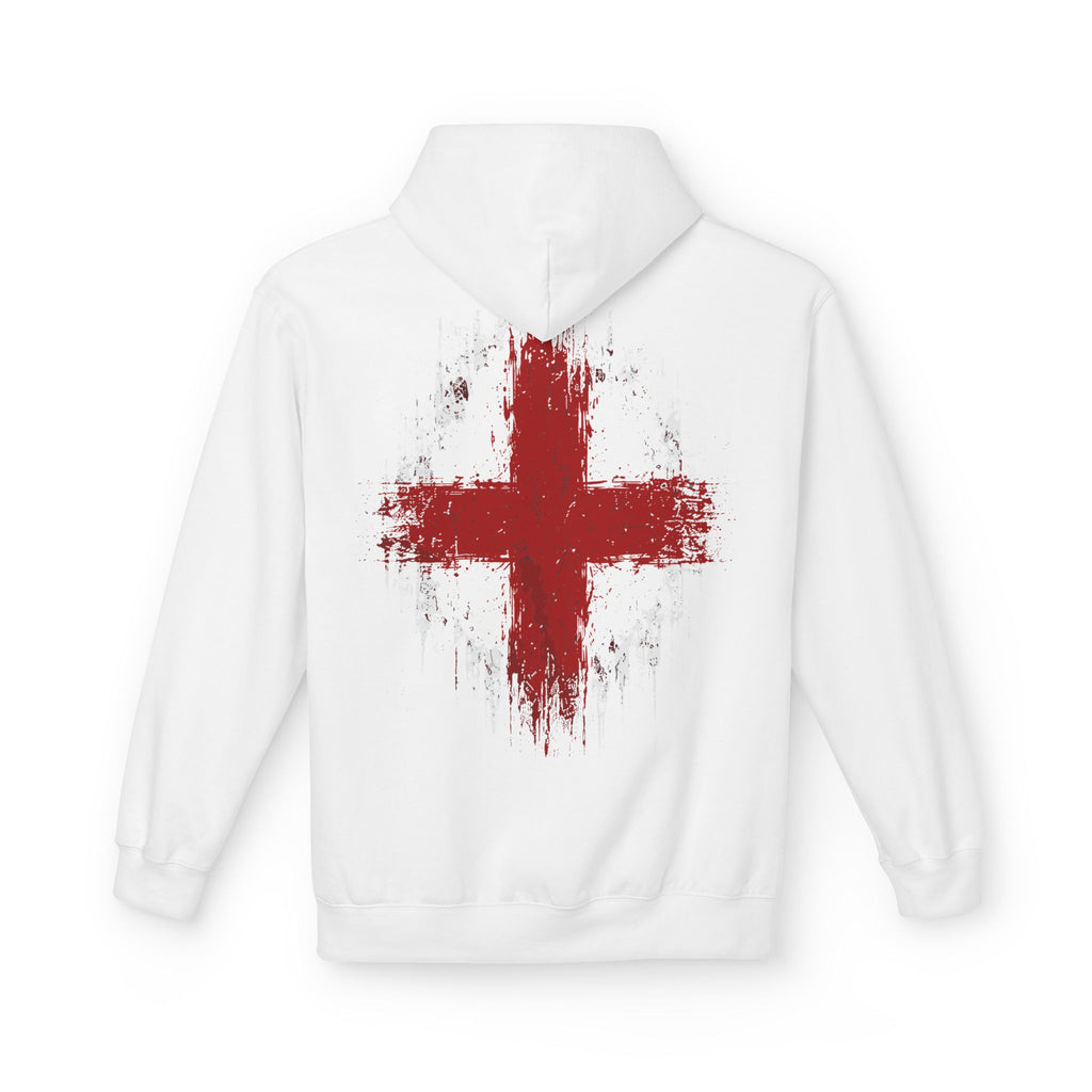England St. George’s Cross White Hoodie – Distressed Front & Back Print