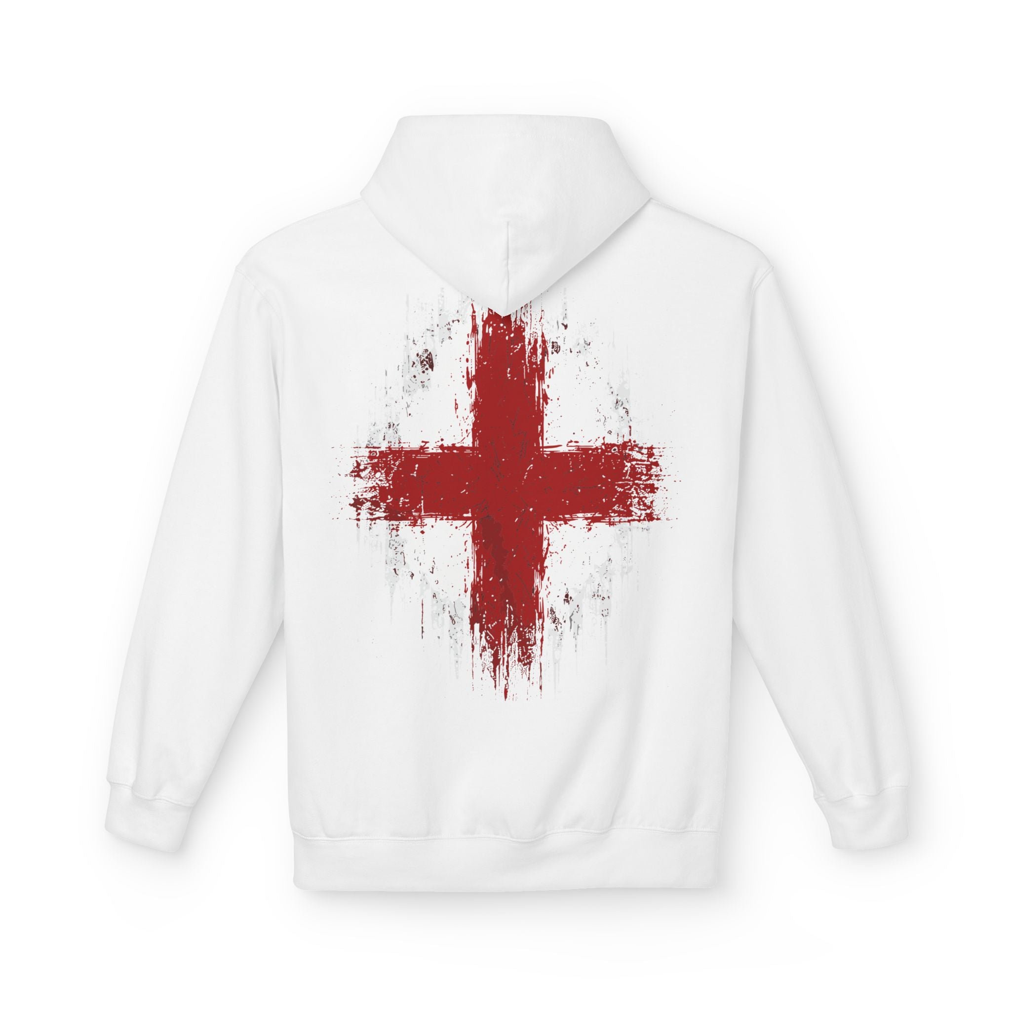 England St. George’s Cross White Hoodie – Distressed Front & Back Print