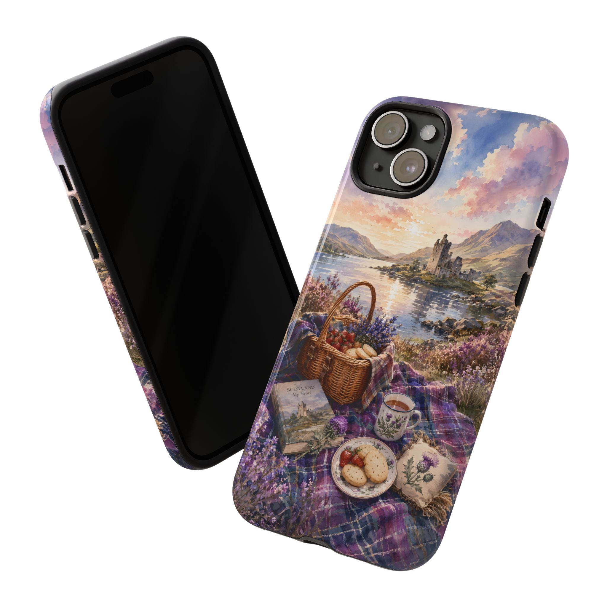 Highland Summer Picnic Phone Case – Scottish Castle & Thistle Art