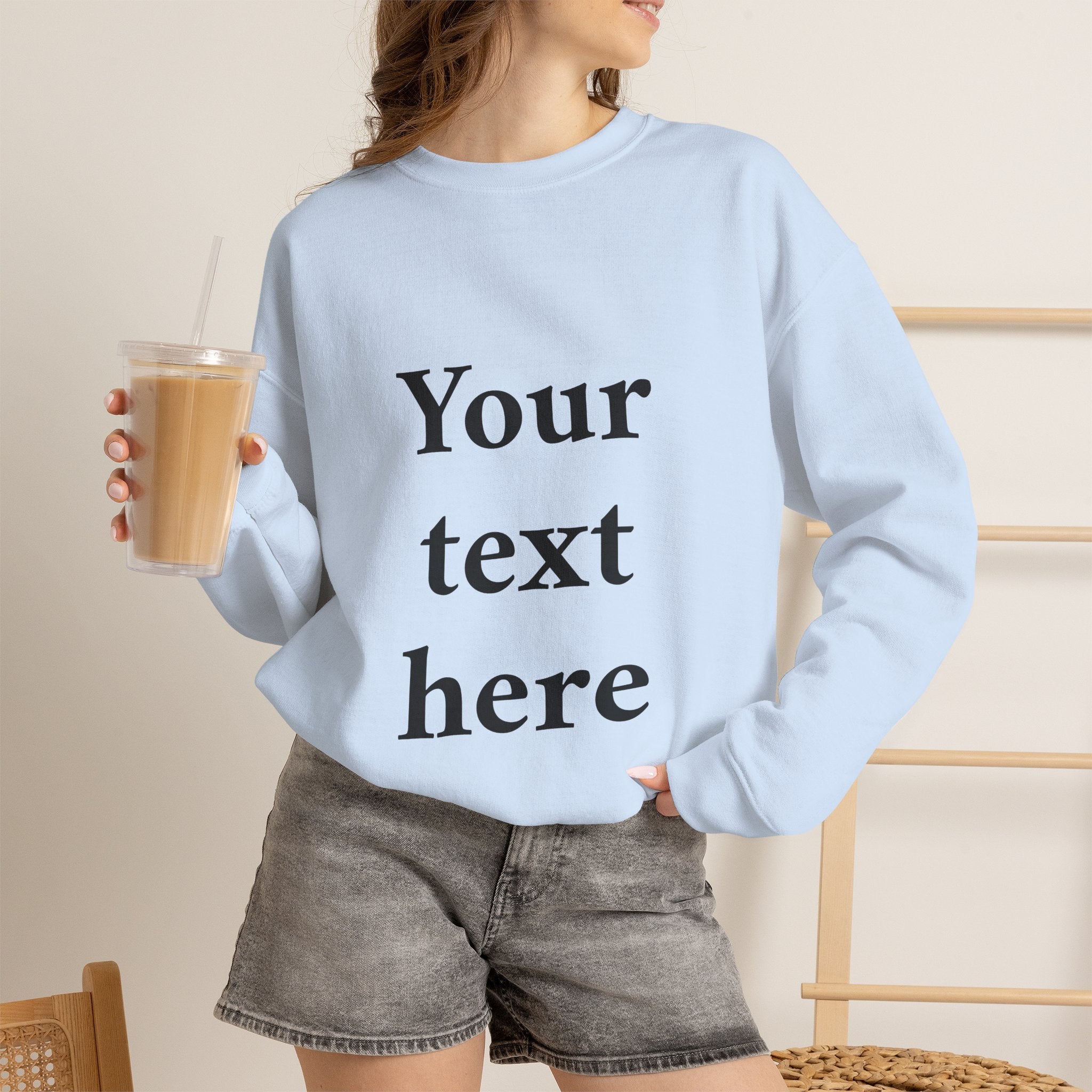 Custom Text Crewneck Sweatshirt — Personalized Minimalist Sweatshirt