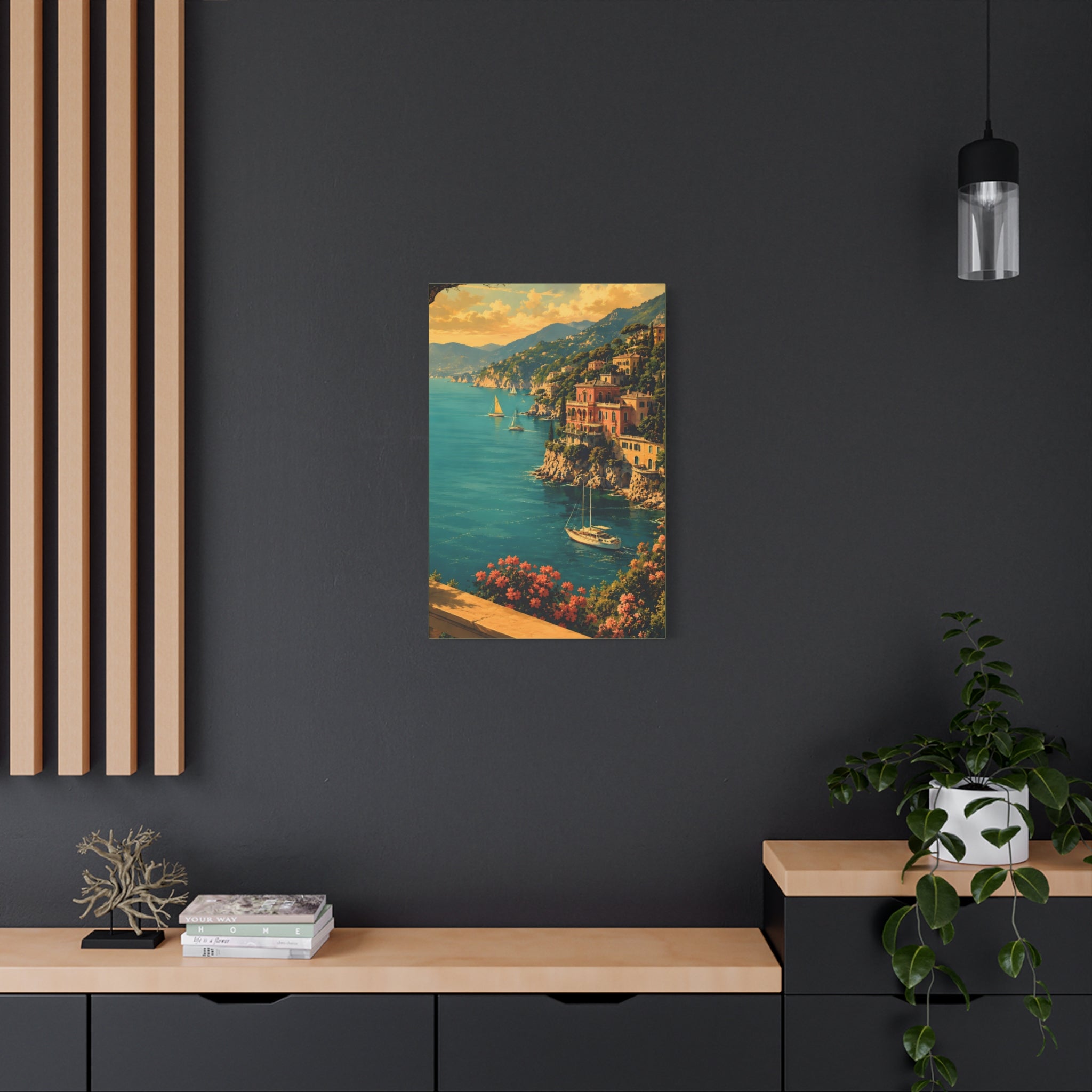 Mediterranean Coastal Canvas Print — Stretched Matte Wall Art